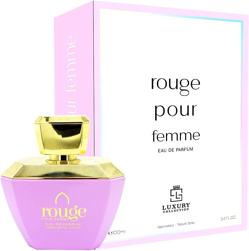 عطر زنانه Rouge Pour Femme از Khalis Perfumes، عطر لوکس زنانه، 100 میلی لیتر، گلی-میوه ای گورمند، ترکیب پرتقال-انگور فرنگی سیاه-وانیل