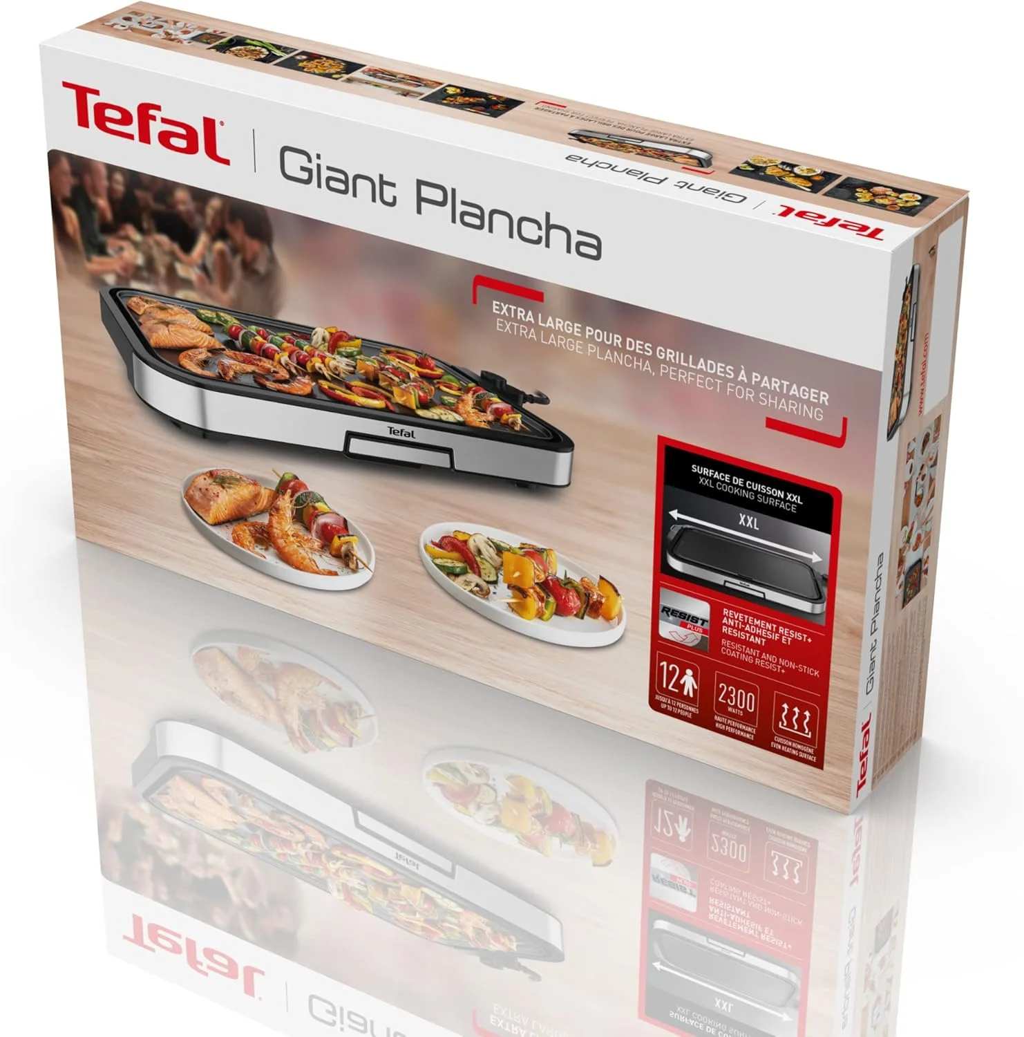 گریل پلانچا بزرگ تفال مدل CB631D مناسب برای 12 نفر، سطح گریل XXL، پوشش نچسب، ترموستات قابل تنظیم، بدون روغن، پخت و پز سالم، تمیز کردن آسان، 2300 وات، استیل ضد زنگ گریل پلانچا بزرگ تفال مدل CB631D مناسب برای 12 نفر، سطح گریل XXL، پوشش نچسب، ترموستات قابل تنظیم، بدون روغن، پخت و پز سالم، تمیز کردن آسان، 2300 وات، استیل ضد زنگ
