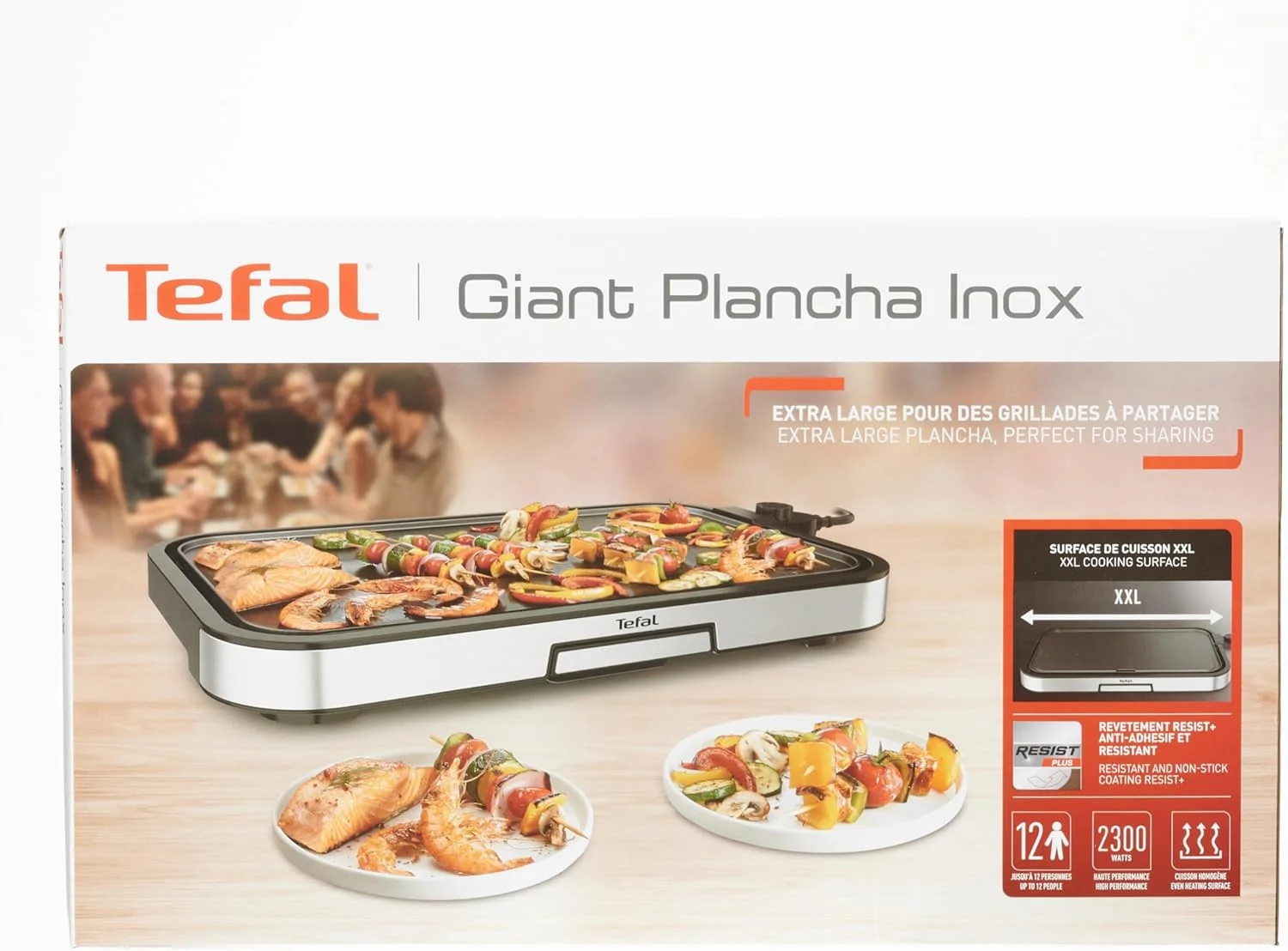 گریل پلانچا بزرگ تفال مدل CB631D مناسب برای 12 نفر، سطح گریل XXL، پوشش نچسب، ترموستات قابل تنظیم، بدون روغن، پخت و پز سالم، تمیز کردن آسان، 2300 وات، استیل ضد زنگ گریل پلانچا بزرگ تفال مدل CB631D مناسب برای 12 نفر، سطح گریل XXL، پوشش نچسب، ترموستات قابل تنظیم، بدون روغن، پخت و پز سالم، تمیز کردن آسان، 2300 وات، استیل ضد زنگ