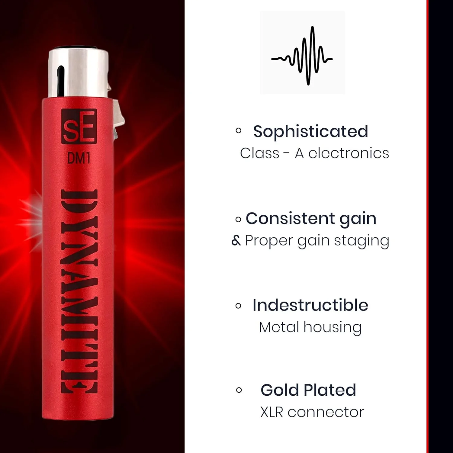 پری امپ میکروفون فعال sE Electronics DM1 Dynamite با افزایش 28dB به همراه 2 کابل میکروفون XLR 20 فوتی و بست کمربندی 7 عددی پری امپ میکروفون فعال sE Electronics DM1 Dynamite با افزایش 28dB به همراه 2 کابل میکروفون XLR 20 فوتی و بست کمربندی 7 عددی