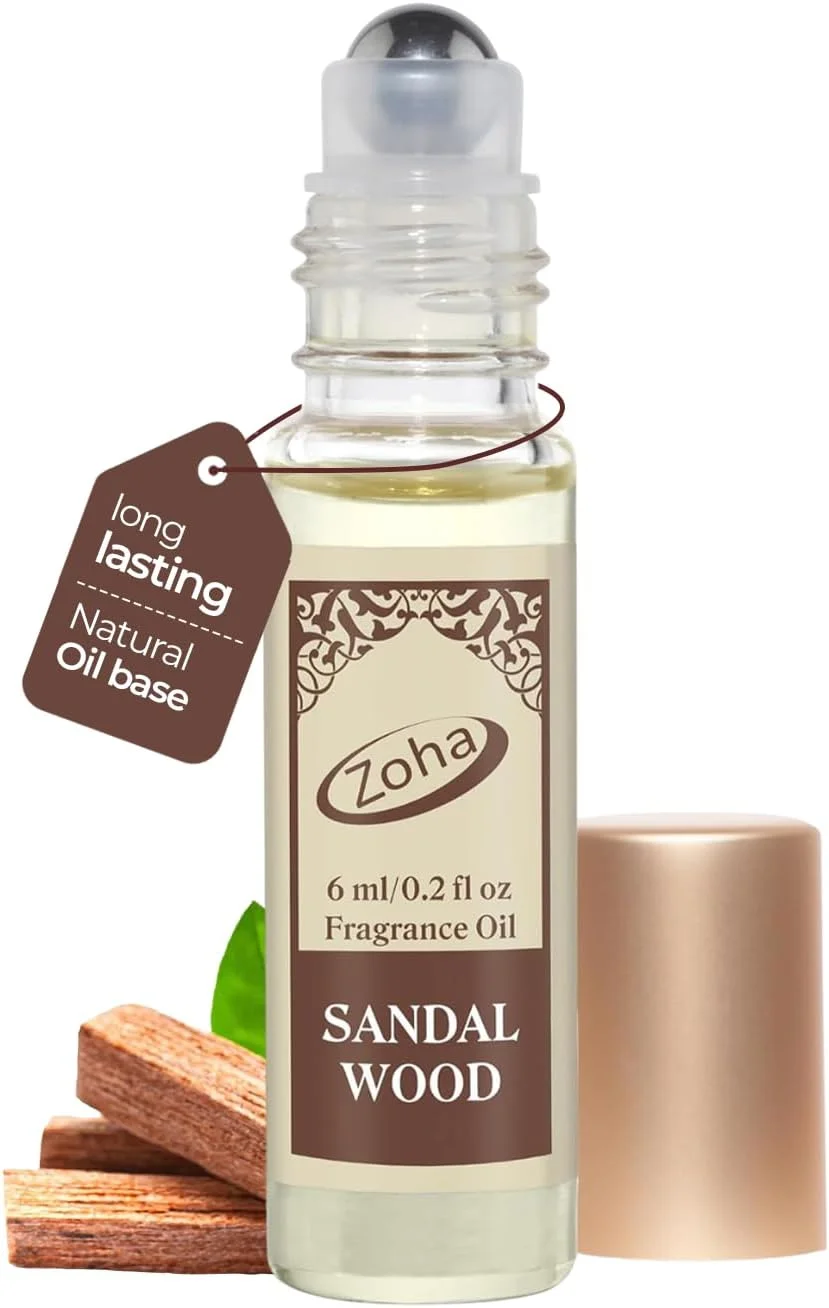عطر چوبی صندل زوها - عطر زنانه و مردانه، روغن عطر رولی بدون الکل، روغن پایه عطر طبیعی و ماندگار، 6 میلی لیتر