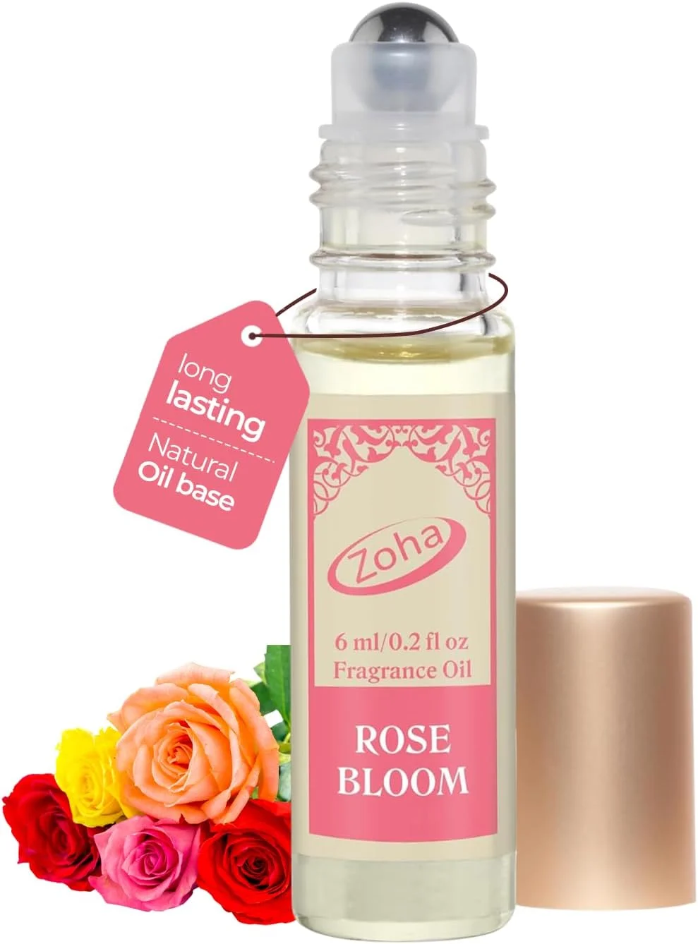 عطر رولی زهَا، رایحه رز بلوم، زنانه و مردانه، بدون الکل، ضد حساسیت، روغن عطر وگان