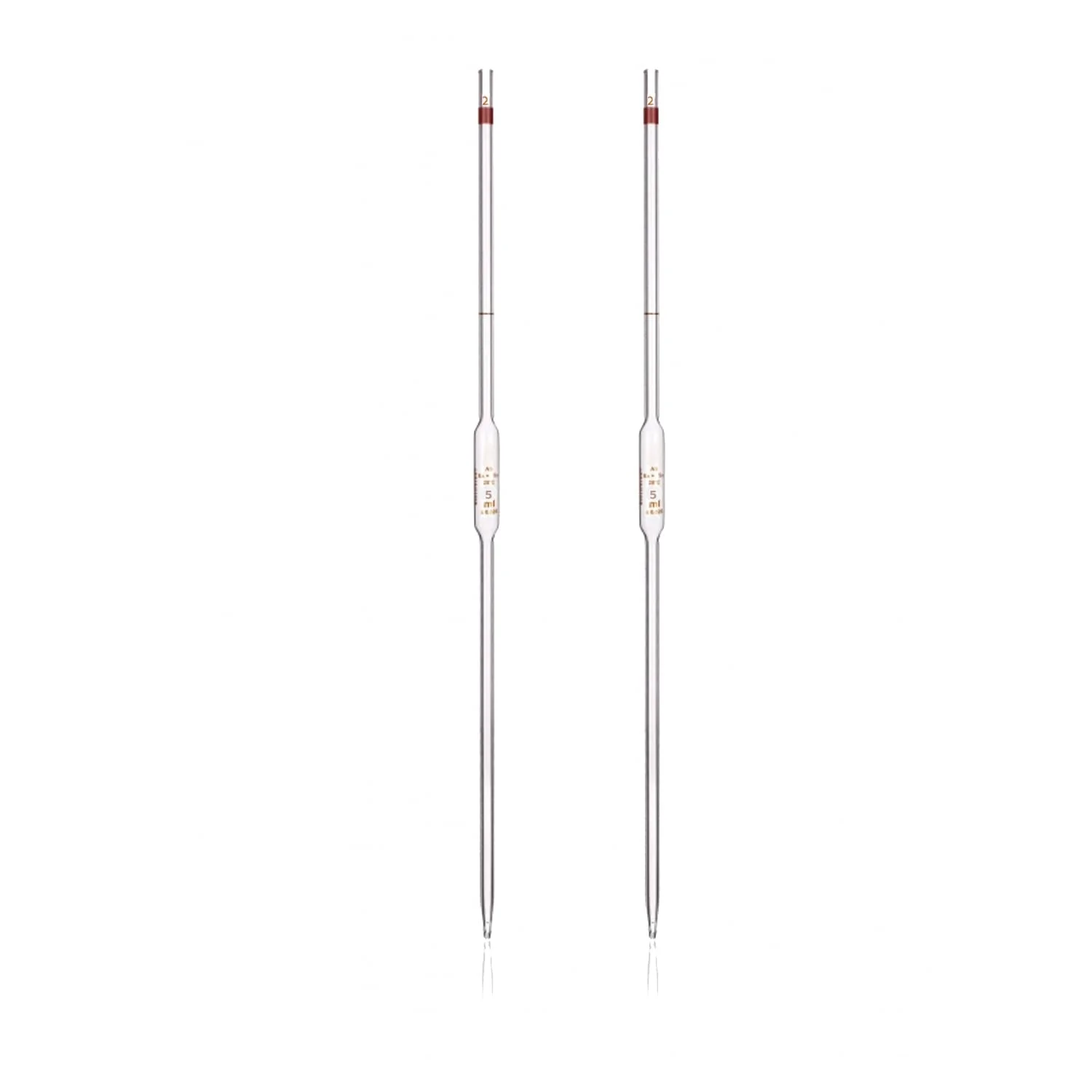 بسته 2 عددی پیپت حجمی شیشه ای مدرج بوروسیلیکات سنگین 5 میلی لیتری King Mariot Medical Equipments برای آزمایشگاه زیست شناسی شیمی