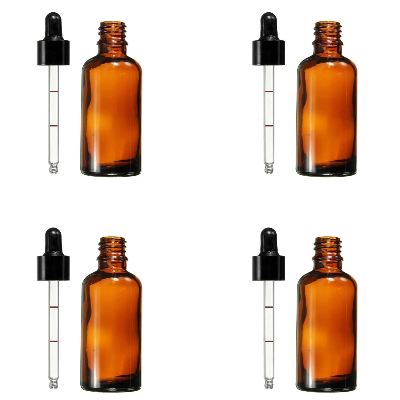 بسته 4 عددی بطری قطره چکان آزمایشگاهی کینگ ماریوت، رنگ کهربایی، ظرفیت 50 میلی لیتر با قطره چکان مدرج برای لوازم آزمایشگاهی زیست شناسی شیمی