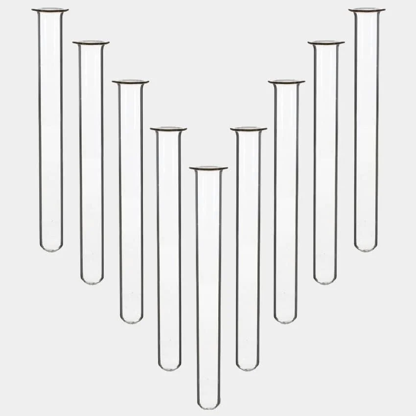 مجموعه 10 عددی لوله آزمایش شیشه ای بوروسیلیکات ته گرد سنگین King Mariot، لوله ذخیره سازی 10 سانتی متر در 1.25 سانتی متر، ته گرد شیشه ای برای آموزش و آزمایشگاه های زیست شناسی و شیمی