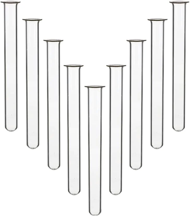 مجموعه 10 عددی لوله آزمایش شیشه ای بوروسیلیکات ته گرد سنگین King Mariot، لوله ذخیره سازی 10 سانتی متر در 1.25 سانتی متر، ته گرد شیشه ای برای آموزش و آزمایشگاه های زیست شناسی و شیمی