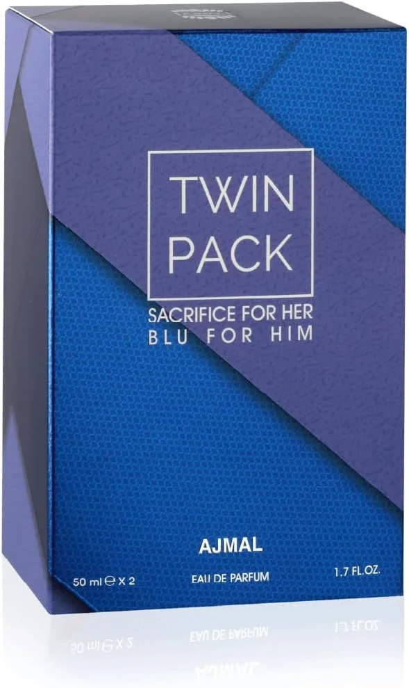ست دوتایی ادو پرفیوم اجمل شامل بلو مردانه و سکریفایس زنانه، 2 عدد 50 میلی لیتر