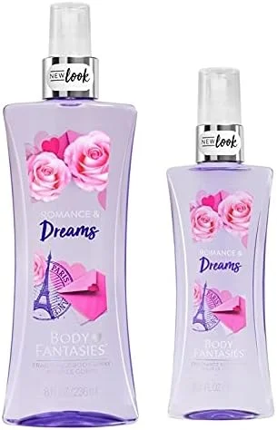 بادی فانتزیز سیگنیچر، بادی میست معطر برای دختران و زنان، مدل Romance & Dreams | اسپری بدن و عطر ماندگار برای زنان | ساخت آمریکا | بسته 1 عدد 236 میلی لیتری و 1 عدد 94 میلی لیتری