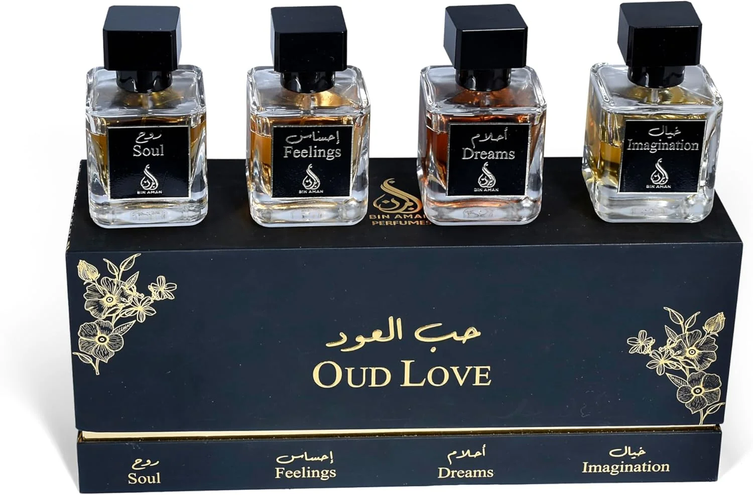 عطرهای بین امان - عود لاو - ادو پرفیوم 4x50 میلی لیتر - مجموعه 4 عطر متنوع عود - برای مردان و زنان