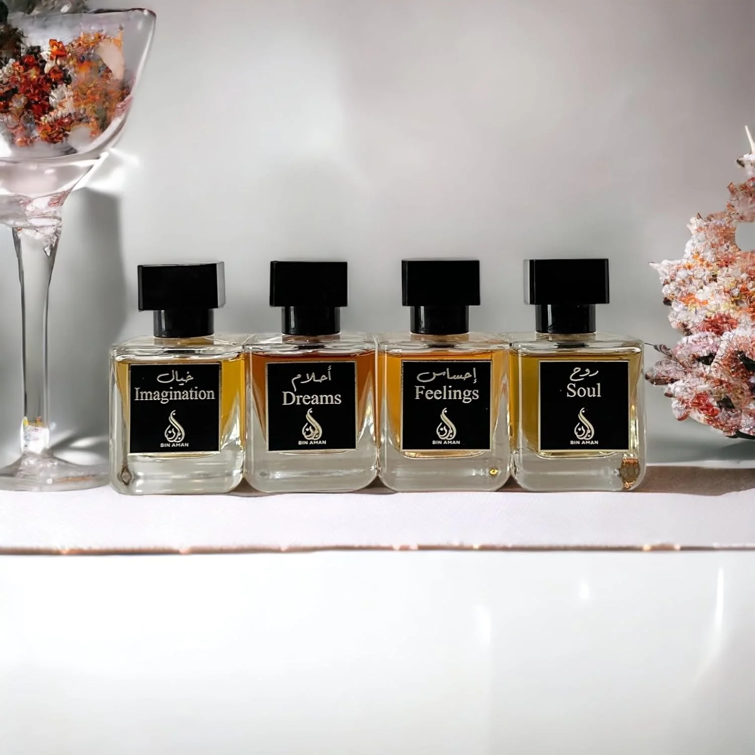 عطرهای بین امان - عود لاو - ادو پرفیوم 4x50 میلی لیتر - مجموعه 4 عطر متنوع عود - برای مردان و زنان