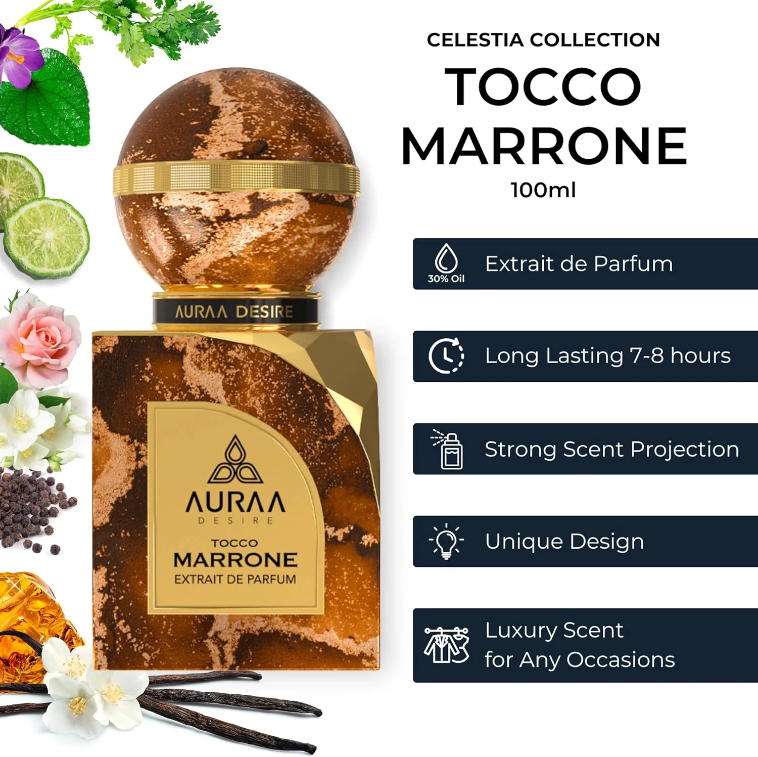 عطر اکستریت د پرفیوم مردانه و زنانه Auraa Desire Tocco Marrone (۱۰۰ میلی لیتر) عطر اکستریت د پرفیوم مردانه و زنانه Auraa Desire Tocco Marrone (۱۰۰ میلی لیتر)