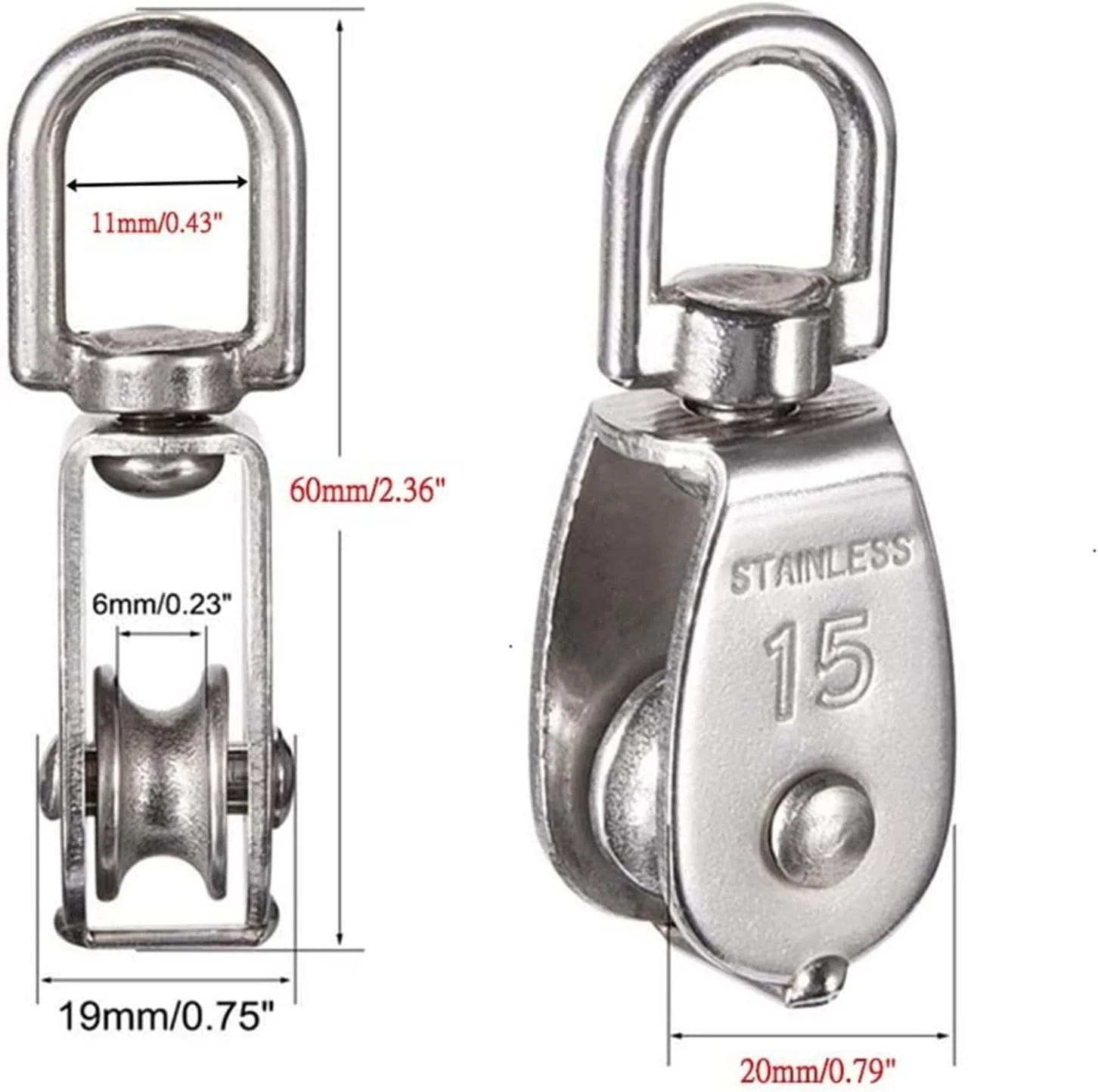 قرقره استیل SEMONE، قرقره تک چرخ گردان، قرقره طناب بالابر، ابزار چرخ بالابر بلبرینگ چرخان 360 درجه