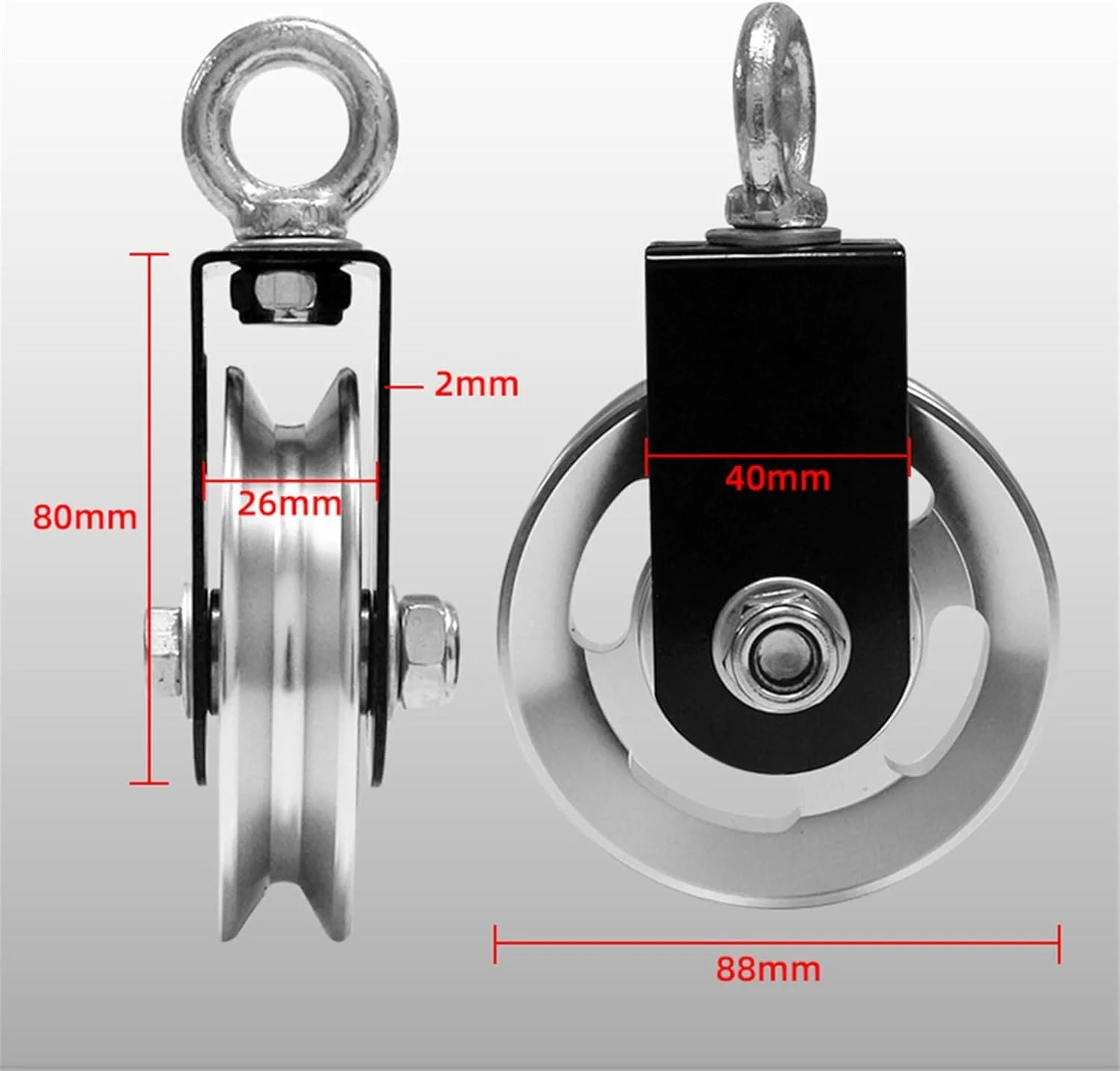 قرقره تکی SEMONE، بلوک قرقره استیل ضد زنگ، طناب بالابر سنگین، چرخ راهنمای کابل، چرخ بی صدای کابل تجهیزات ورزشی (Hortel)