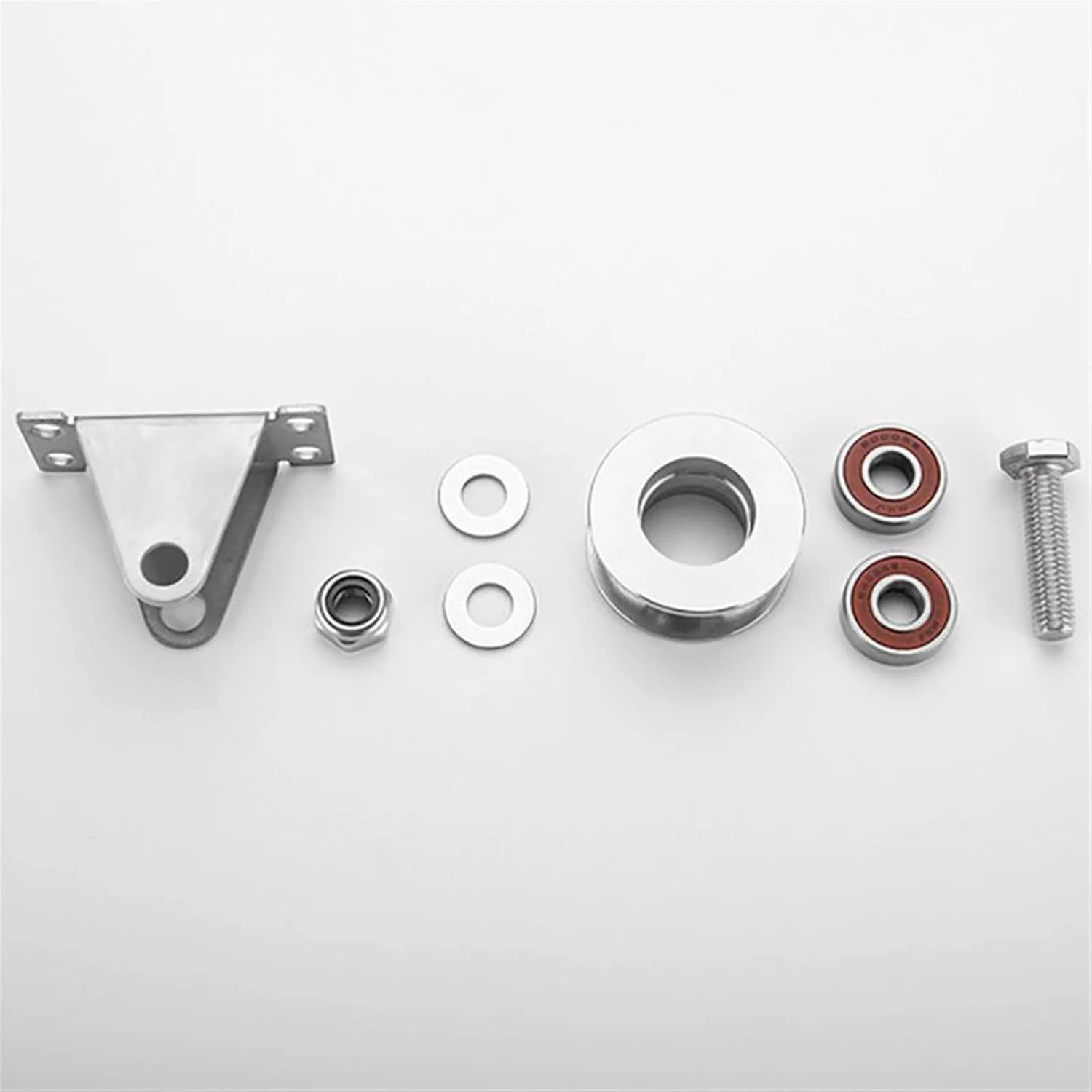 قرقره سه پایه استیل SEMONE، قرقره بالابر سیم بکسل، چرخ آویز، لوازم جانبی سخت افزاری قرقره چرخ ریلی درب های کشویی خانگی (نوع 304-48U)