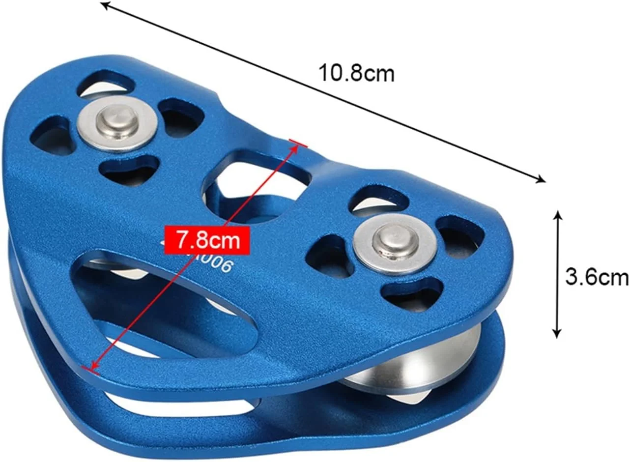 قرقره کابل SEMONE با بلبرینگ برای غارنوردی، کار در ارتفاع، نجات و لوازم جانبی صخره نوردی و یخ نوردی در فضای باز (آبی تیره)