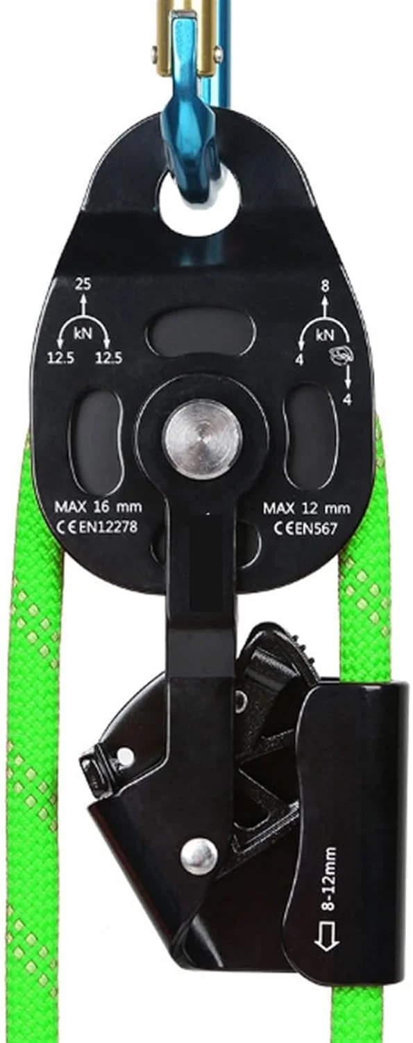 قرقره نجات بار کاری SEMONE، قرقره سرعت، قرقره طناب گردان تکی سنگین وظیفه، تجهیزات غارنوردی و صخره نوردی ایمنی (1 عدد)