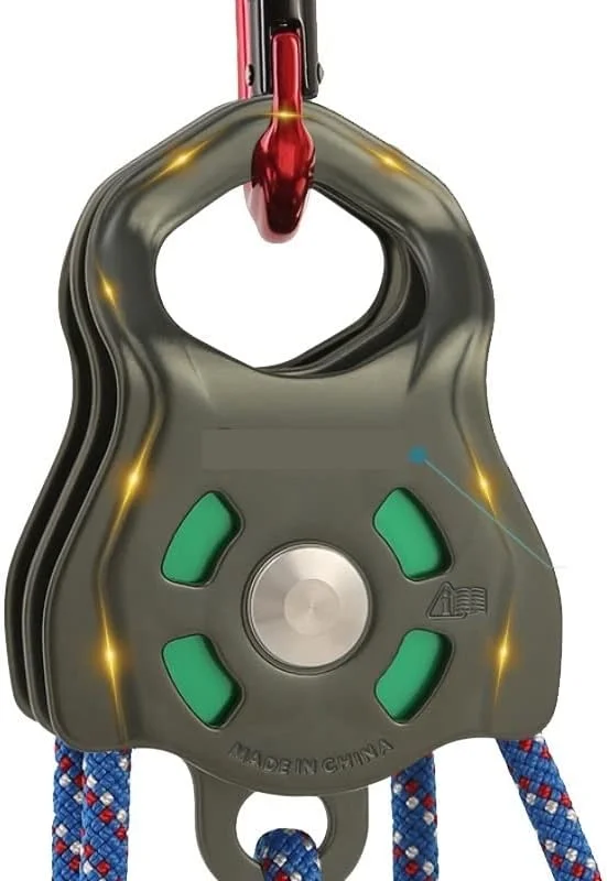 قرقره دوبل تقویت شده SEMONE برای کشش طناب، صخره نوردی، عبور، نجات اضطراری، قرقره جانبی (Hortel)