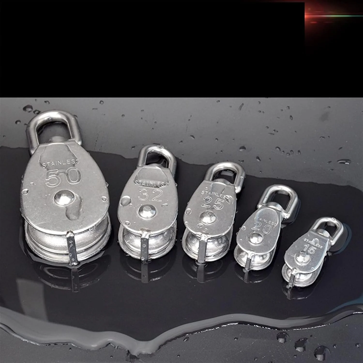 قرقره SEMONE استیل ضد زنگ تک چرخ چرخشی مجموعه قرقره طناب بالابر ابزار چرخ بالابر (M32)