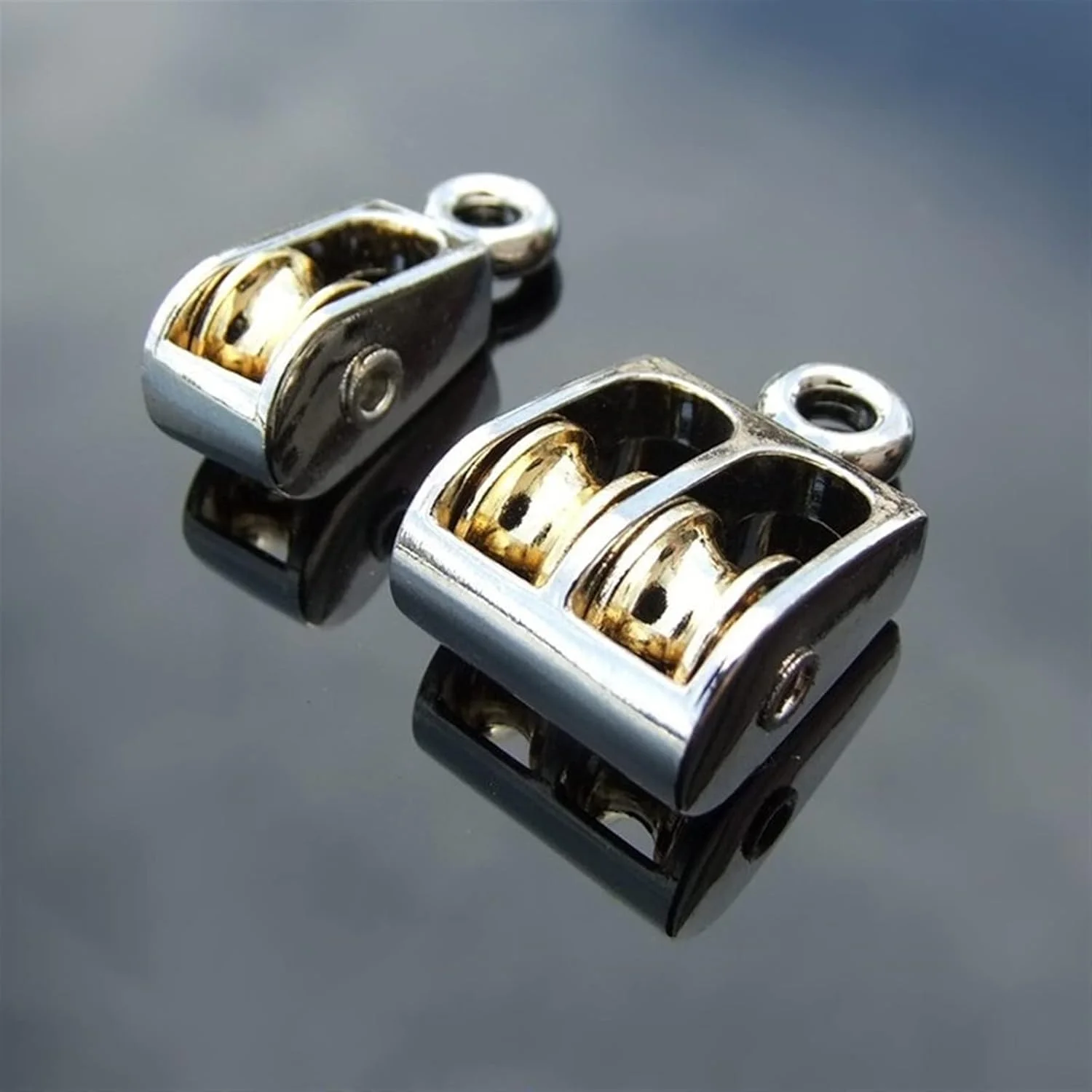 قرقره فلزی SEMONE، قرقره ثابت آلیاژی، بلوک تاجی و طناب، چرخ بالابر، قرقره تکی/دوتایی کوچک (بلوک تاجی دوتایی، 75 میلی متر)