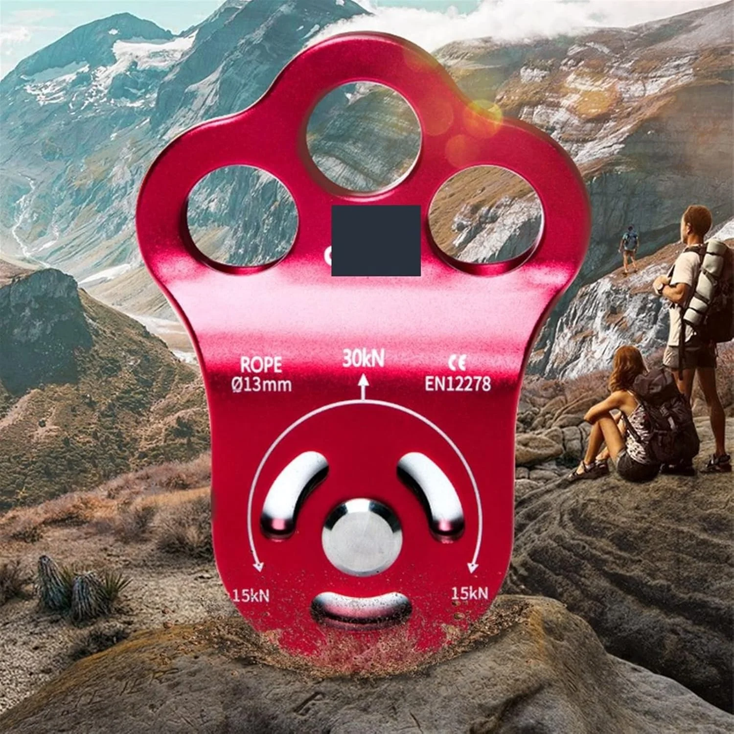 قرقره SEMONE برای سنگ نوردی، درخت نوردی، گروه قرقره نوردی کوهستانی، قرقره تکی سه سوراخه با بلبرینگ، تجهیزات نجات در ارتفاع (Hortel)