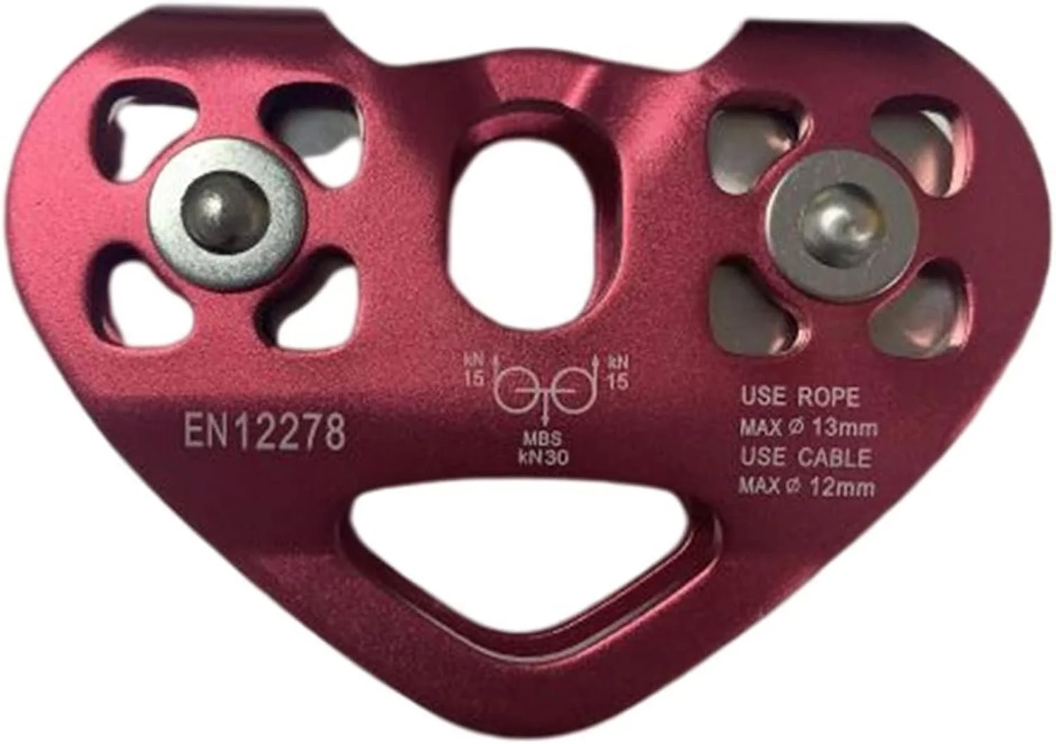 قرقره صعود SEMONE طرح قلب، قرقره دوبل صعود، دستگاه صعود طناب فولادی، ترولی زیپ لاین پرسرعت (آبی تیره)