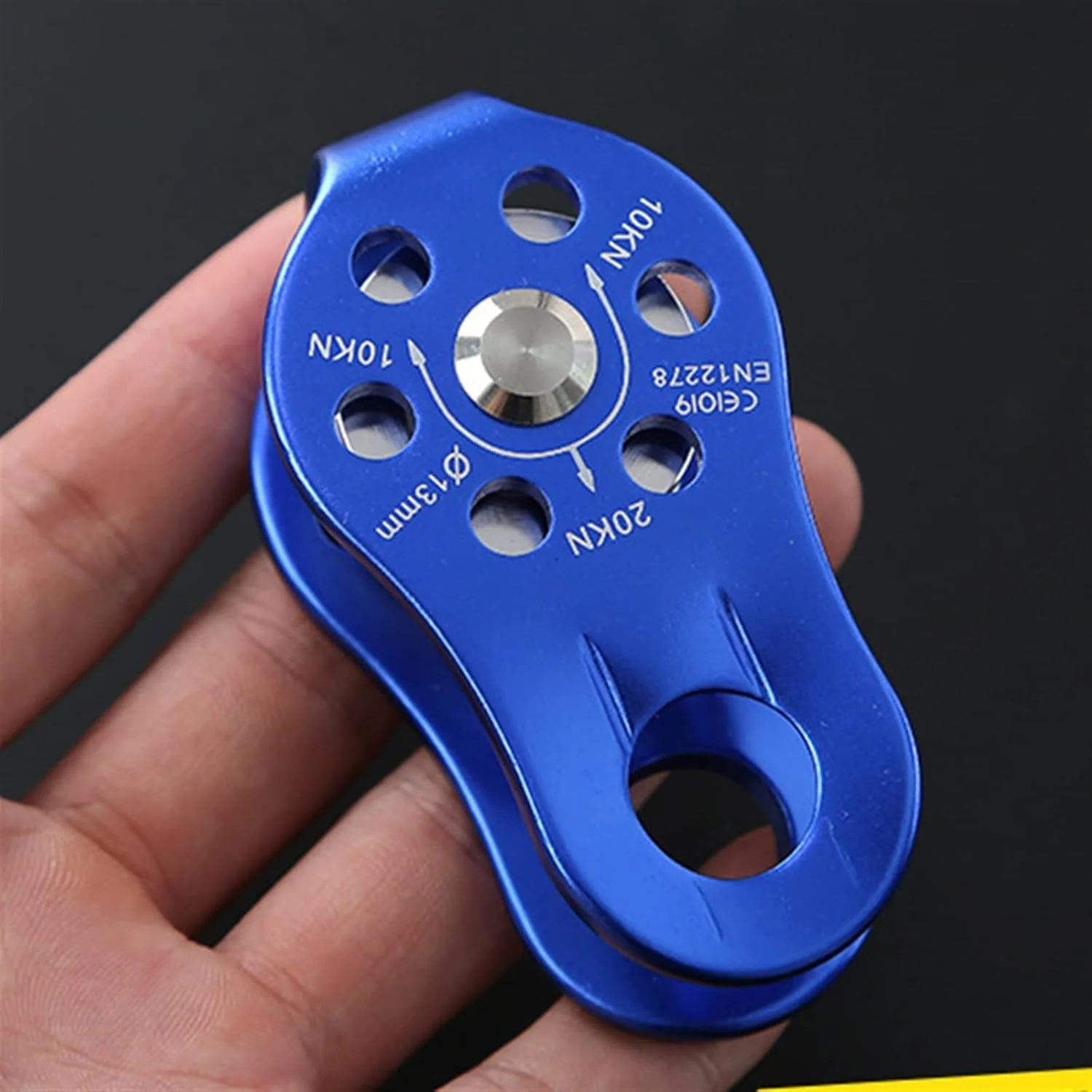 قرقره سنگ نوردی SEMONE، ابزارهای فضای باز، قرقره تک تسمه ای صفحه جانبی ثابت حرفه ای، کوهنوردی (آبی تیره)