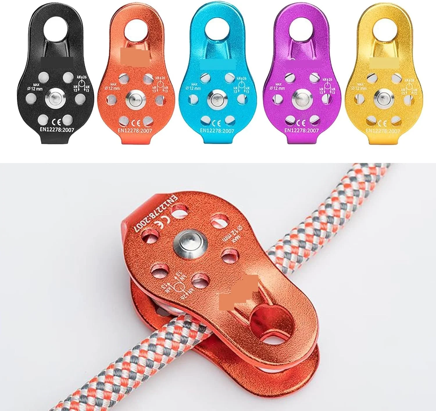 قرقره سنگ نوردی SEMONE، قرقره تک تسمه با صفحه جانبی ثابت، ابزار بقا در فضای باز، تجهیزات حمل و نقل در ارتفاعات بالا (نارنجی)