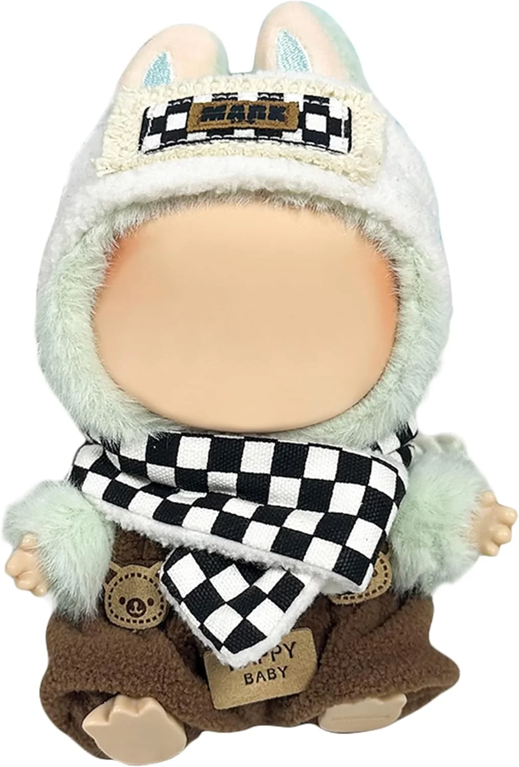 ست لباس عروسک 3 تکه KASTWAVE برای عروسک های لابوبو 17 سانتی متری، شامل هدبند، سرهمی و شال گردن، لباس طراح زیبا برای عروسک های پنبه ای و پولیشی لابوبو، لوازم جانبی لباس کلکسیونی