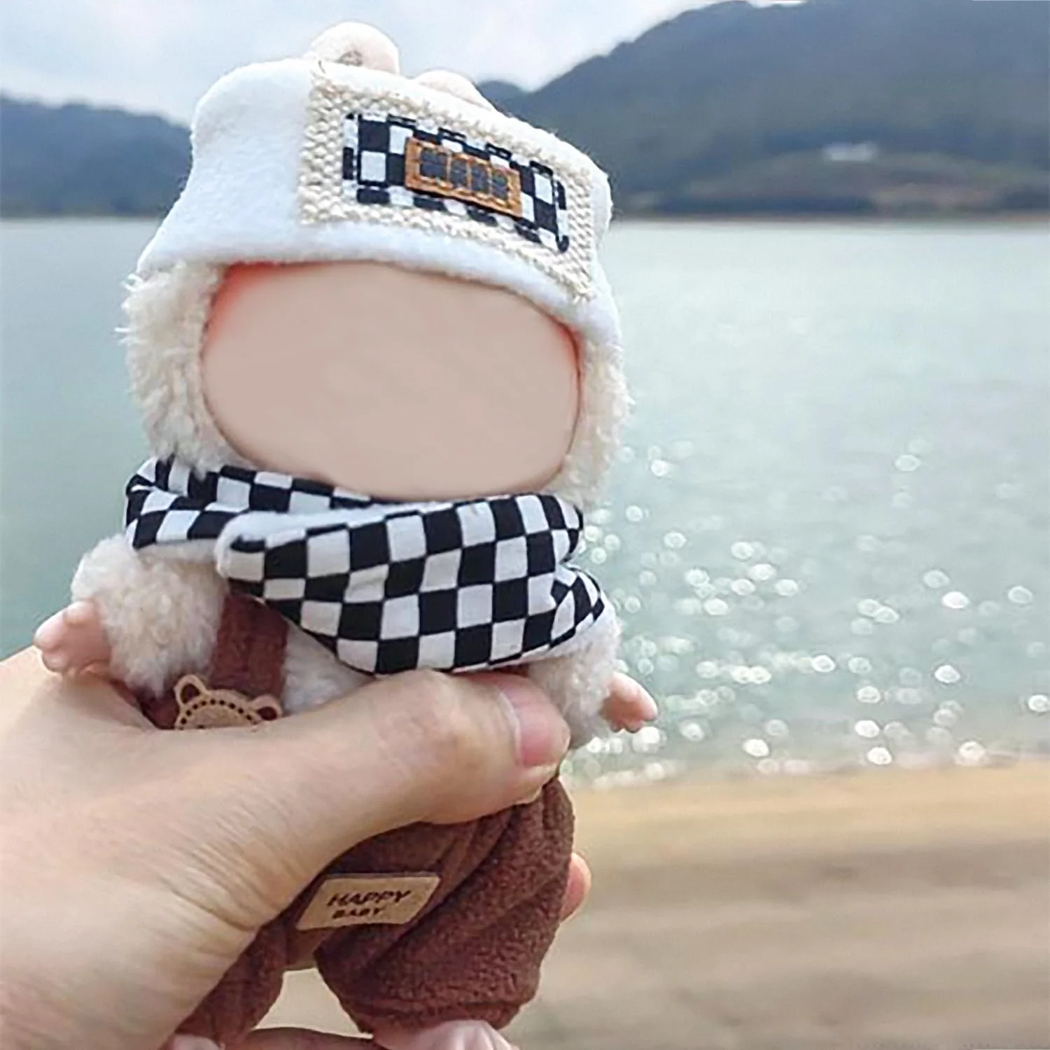 ست لباس عروسک 3 تکه KASTWAVE برای عروسک های لابوبو 17 سانتی متری، شامل هدبند، سرهمی و شال گردن، لباس طراح زیبا برای عروسک های پنبه ای و پولیشی لابوبو، لوازم جانبی لباس کلکسیونی