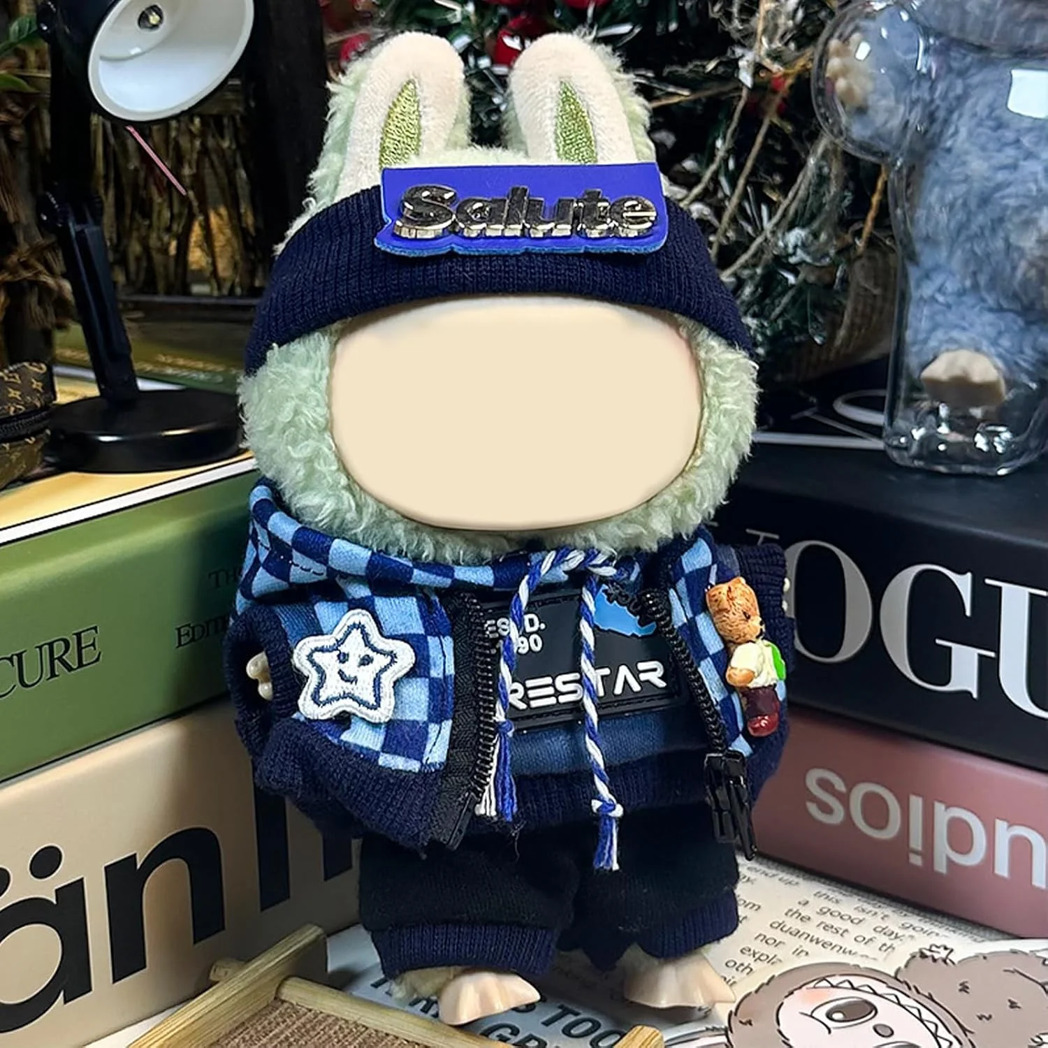 ست لباس عروسک لابوبو، شامل 4 تکه کلاه، هودی، تاپ و شلوار - استایل کژوال و جذاب برای عروسک های 17 سانتی متری (عروسک شامل نمی شود)