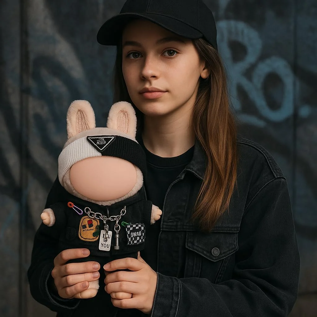 ست لباس و لوازم جانبی عروسک KASTWAVE شامل 3 تکه لباس عروسک برای عروسک پولیشی لابوبو، مناسب برای عروسک های 17 سانتی متری، لباس شیک و غیررسمی با ژاکت، هدبند، گردنبند