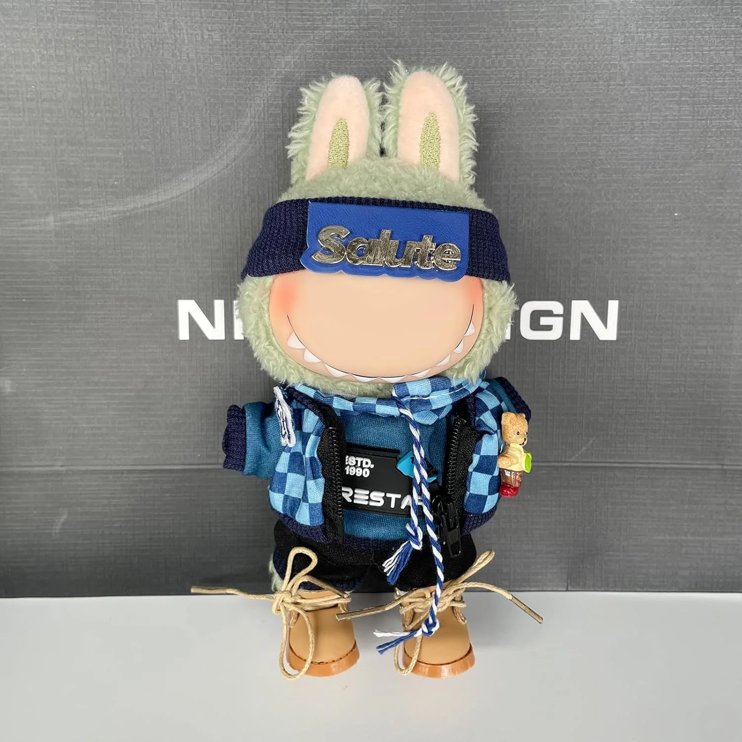 ست لباس عروسک لابوبو، شامل 4 تکه کلاه، هودی، تاپ و شلوار - استایل کژوال و جذاب برای عروسک های 17 سانتی متری (عروسک شامل نمی شود)