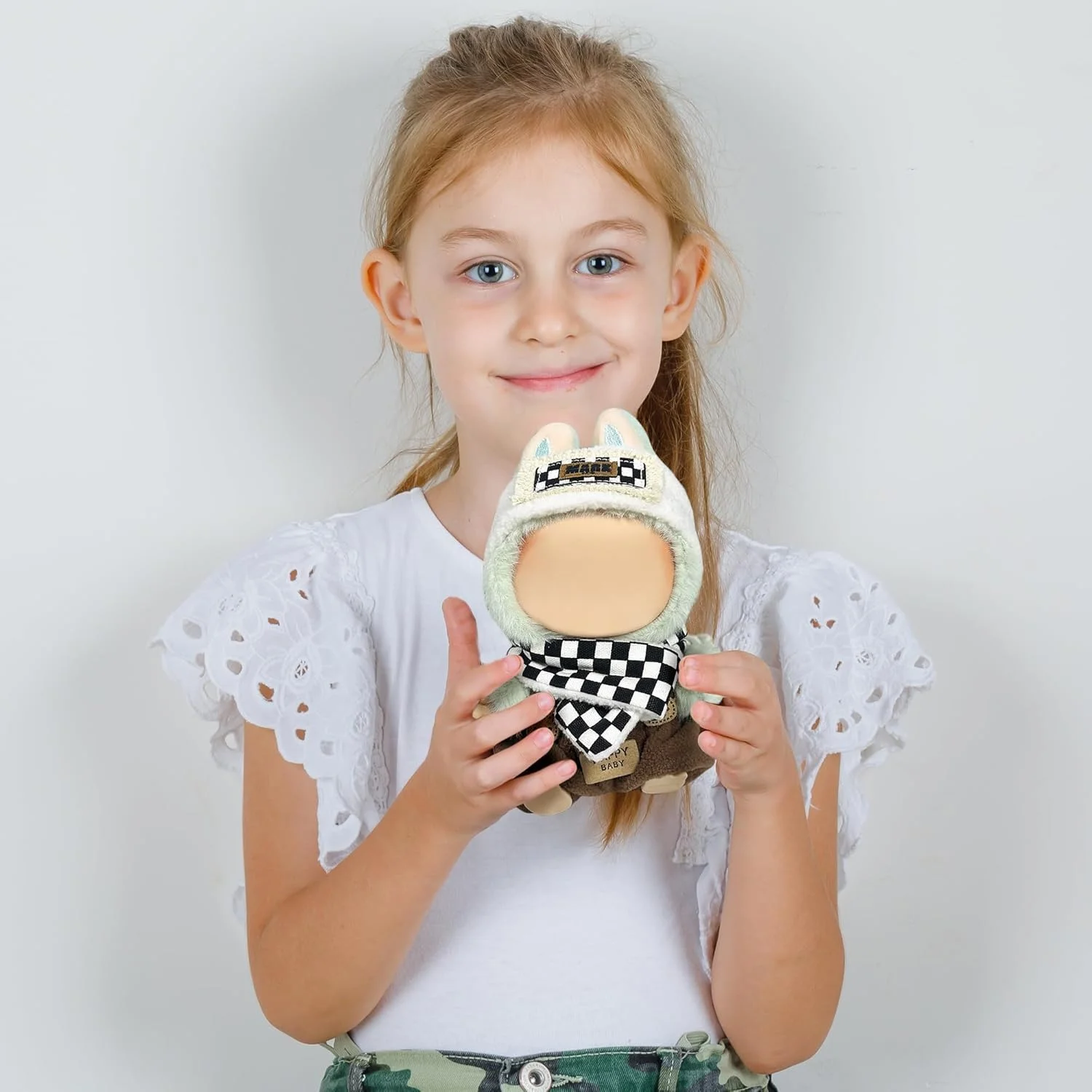 ست لباس عروسک 3 تکه KASTWAVE برای عروسک های لابوبو 17 سانتی متری، شامل هدبند، سرهمی و شال گردن، لباس طراح زیبا برای عروسک های پنبه ای و پولیشی لابوبو، لوازم جانبی لباس کلکسیونی