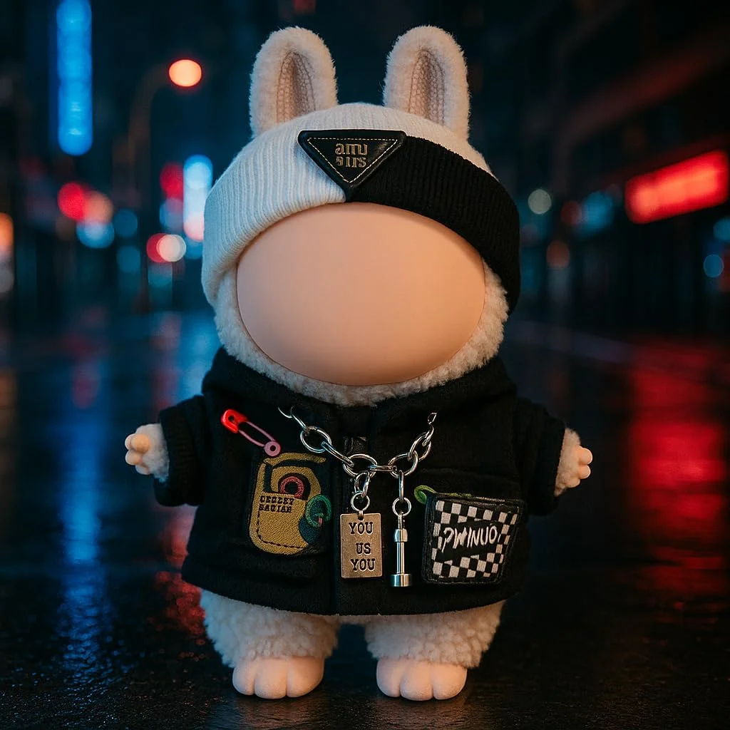 ست لباس و لوازم جانبی عروسک KASTWAVE شامل 3 تکه لباس عروسک برای عروسک پولیشی لابوبو، مناسب برای عروسک های 17 سانتی متری، لباس شیک و غیررسمی با ژاکت، هدبند، گردنبند