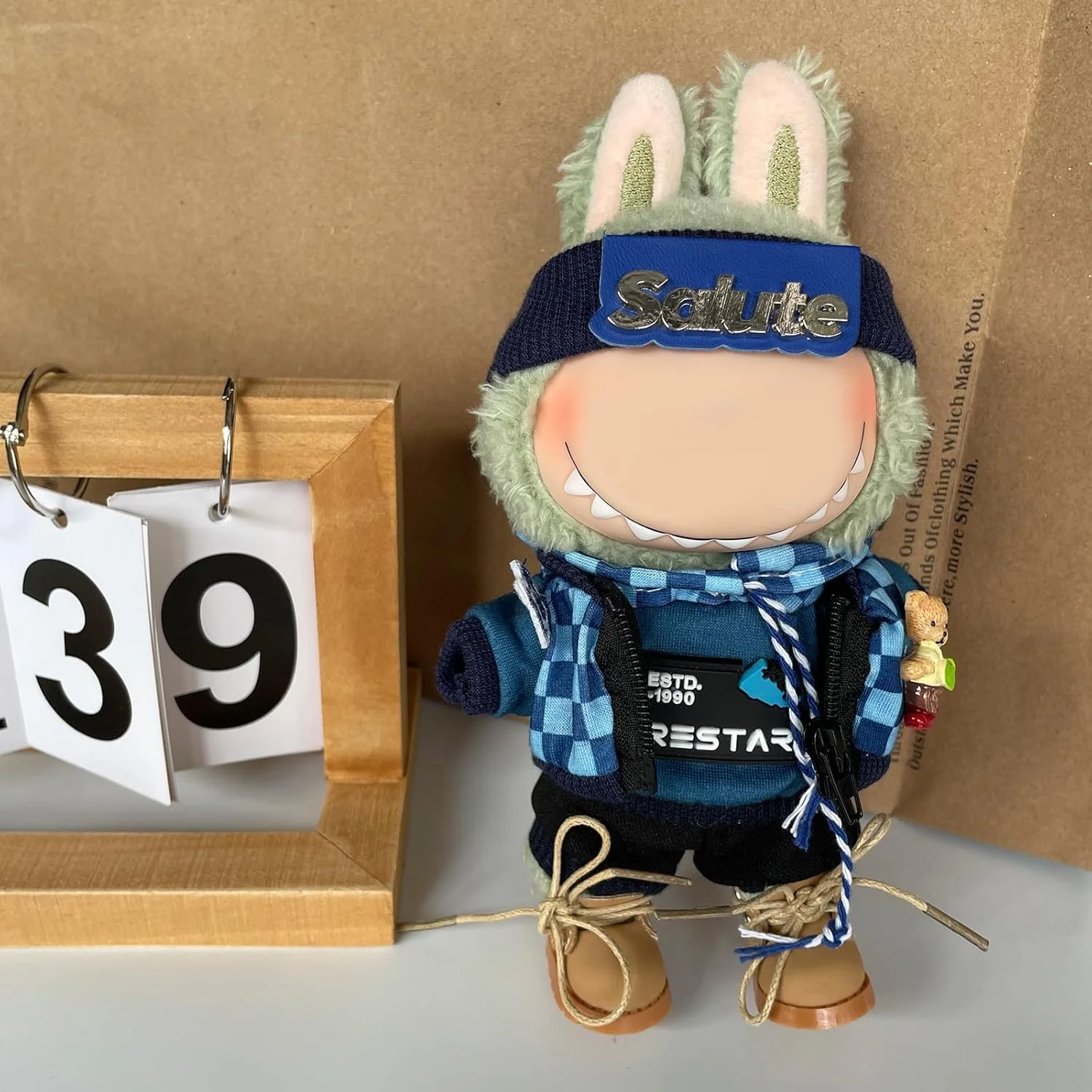 ست لباس عروسک لابوبو، شامل 4 تکه کلاه، هودی، تاپ و شلوار - استایل کژوال و جذاب برای عروسک های 17 سانتی متری (عروسک شامل نمی شود)