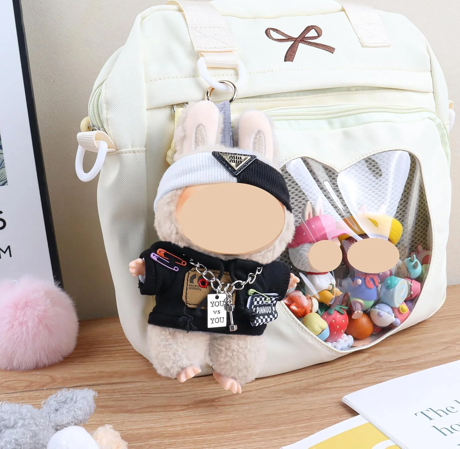 ست لباس و لوازم جانبی عروسک KASTWAVE شامل 3 تکه لباس عروسک برای عروسک پولیشی لابوبو، مناسب برای عروسک های 17 سانتی متری، لباس شیک و غیررسمی با ژاکت، هدبند، گردنبند