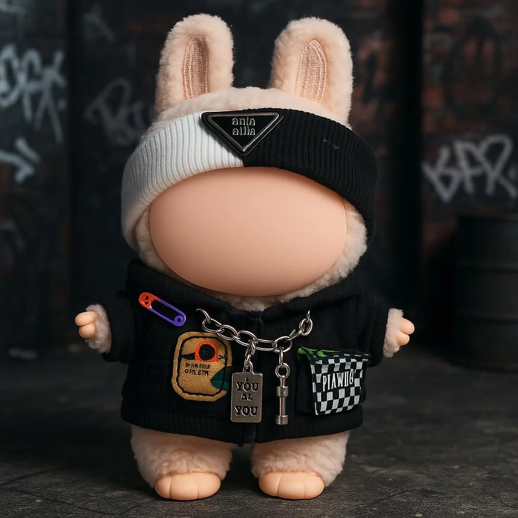 ست لباس و لوازم جانبی عروسک KASTWAVE شامل 3 تکه لباس عروسک برای عروسک پولیشی لابوبو، مناسب برای عروسک های 17 سانتی متری، لباس شیک و غیررسمی با ژاکت، هدبند، گردنبند