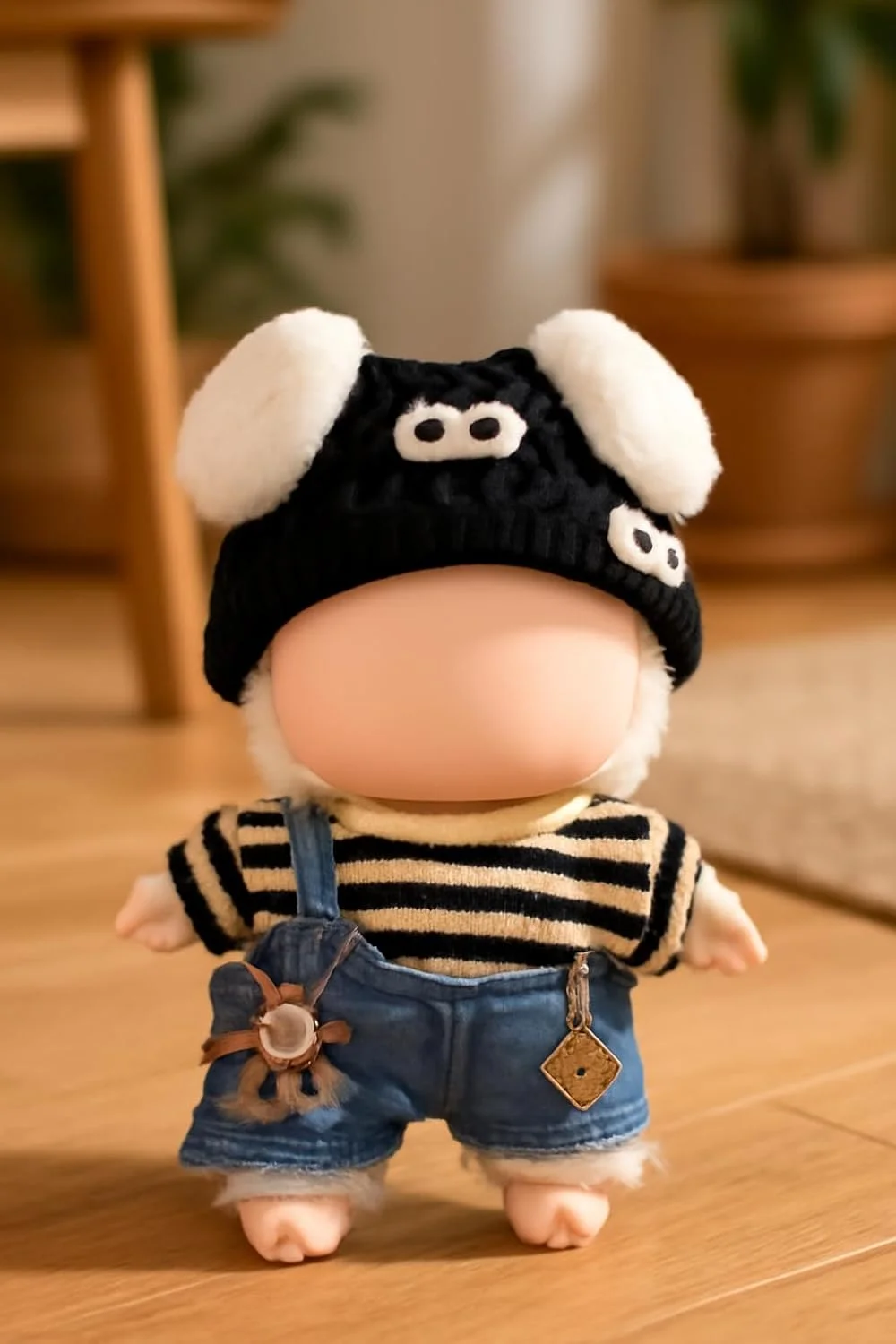 ست لباس بافتنی قلاب بافی KASTWAVE برای عروسک لابوبو 17 سانتی متری، شامل کلاه، تاپ و سرهمی دست ساز 3 تکه، لوازم جانبی لباس عروسک نخ نرم برای کلکسیونرها (عروسک شامل نمی شود)