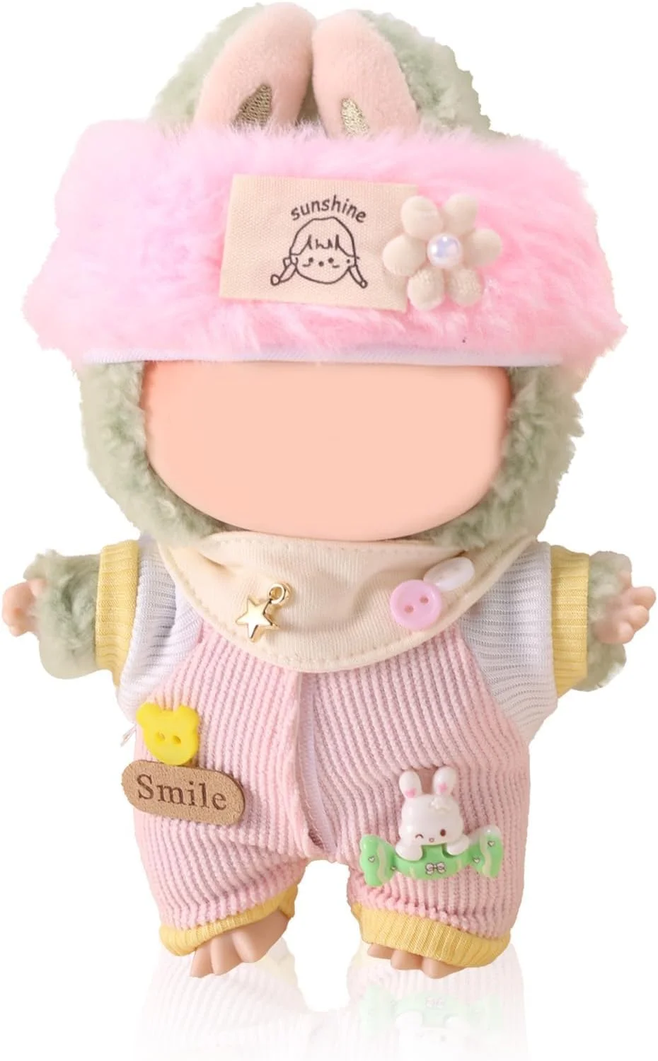 ست لباس 3 تکه KASTWAVE برای عروسک لابوبو، شامل جامپسوت، هدبند و شال گردن، لباس سبک شکر زیبا برای عروسک های 17 سانتی متری، لوازم جانبی لباس پوشیدن شایان ستایش