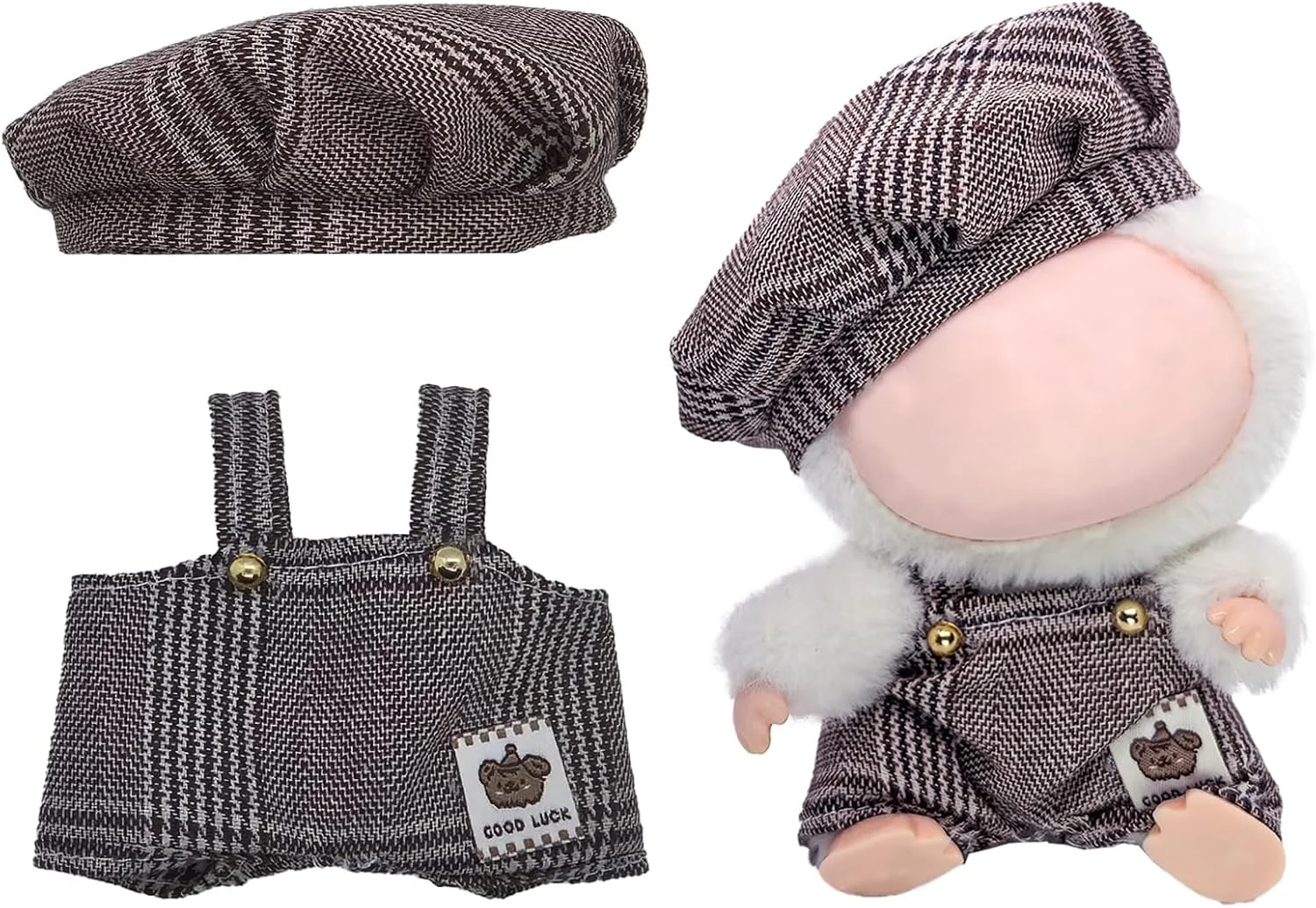 لباس عروسک لابوبو KASTWAVE، ست لباس خرس با کلاه، 17 سانتی متر، لوازم جانبی شیک و دوست داشتنی (عروسک شامل نمی شود)