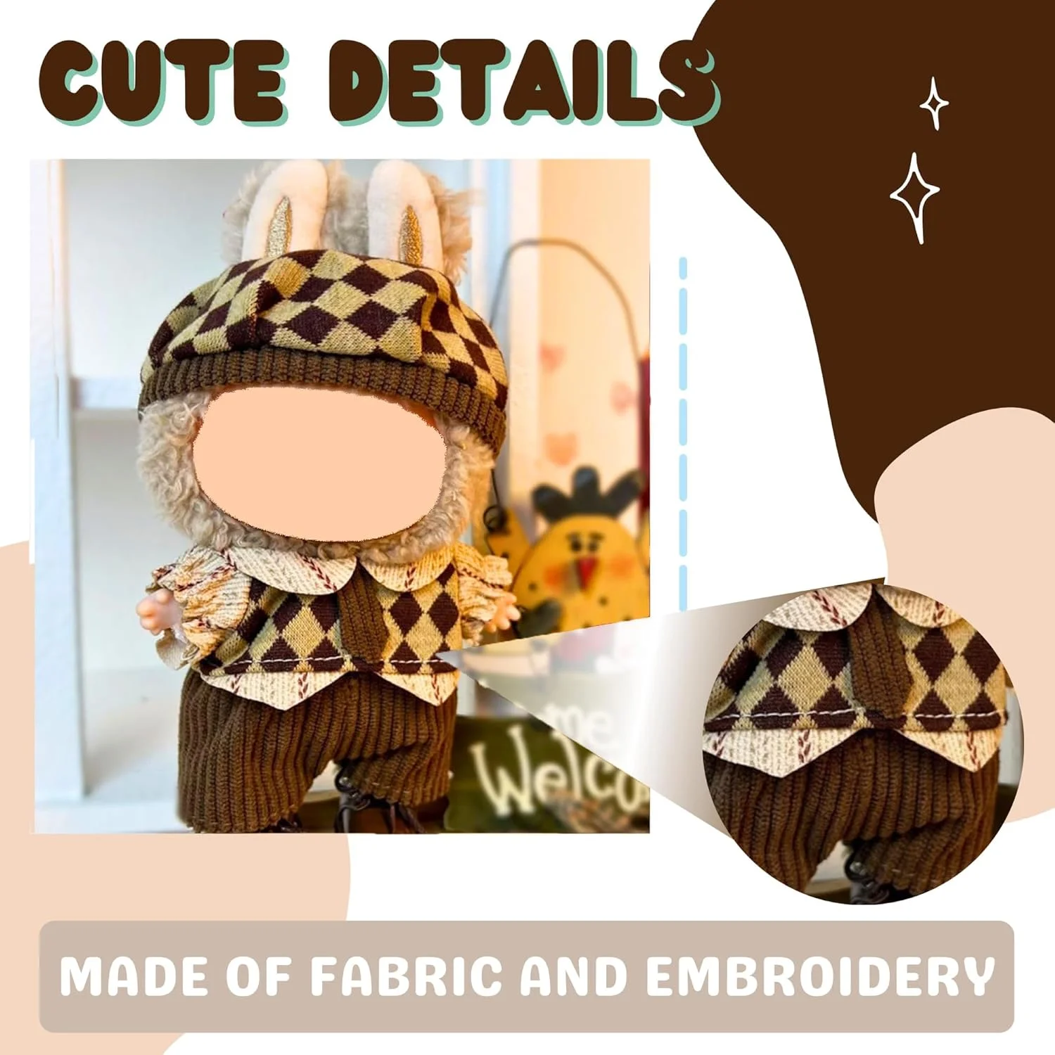 لباس عروسک سازگار با عروسک های لابوبو 17 سانتی متری، ست لباس 3 تکه شامل کلاه، لباس و لوازم جانبی، لباس شیک برای کلکسیونرهای عروسک لابوبو (عروسک پولیشی شامل نمی شود) لباس عروسک سازگار با عروسک های لابوبو 17 سانتی متری، ست لباس 3 تکه شامل کلاه، لباس و لوازم جانبی، لباس شیک برای کلکسیونرهای عروسک لابوبو (عروسک پولیشی شامل نمی شود)