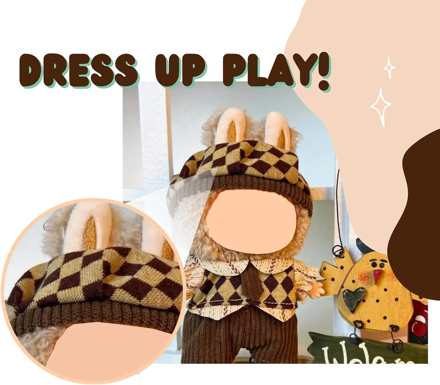 لباس عروسک سازگار با عروسک های لابوبو 17 سانتی متری، ست لباس 3 تکه شامل کلاه، لباس و لوازم جانبی، لباس شیک برای کلکسیونرهای عروسک لابوبو (عروسک پولیشی شامل نمی شود) لباس عروسک سازگار با عروسک های لابوبو 17 سانتی متری، ست لباس 3 تکه شامل کلاه، لباس و لوازم جانبی، لباس شیک برای کلکسیونرهای عروسک لابوبو (عروسک پولیشی شامل نمی شود)