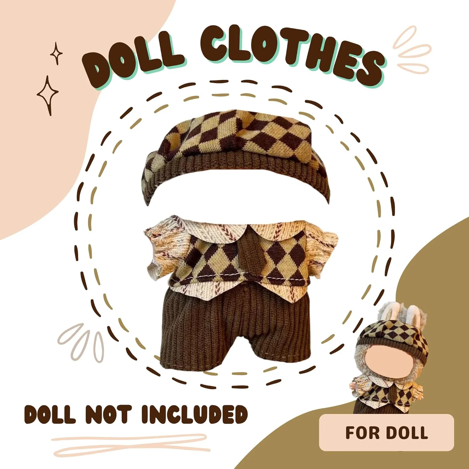 لباس عروسک سازگار با عروسک های لابوبو 17 سانتی متری، ست لباس 3 تکه شامل کلاه، لباس و لوازم جانبی، لباس شیک برای کلکسیونرهای عروسک لابوبو (عروسک پولیشی شامل نمی شود) لباس عروسک سازگار با عروسک های لابوبو 17 سانتی متری، ست لباس 3 تکه شامل کلاه، لباس و لوازم جانبی، لباس شیک برای کلکسیونرهای عروسک لابوبو (عروسک پولیشی شامل نمی شود)