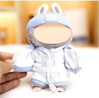 ست لباس عروسک لابوبو، شامل 4 تکه کلاه، هودی، تاپ و شلوار، استایل کژوال و خنک برای عروسک های 17 سانتی متری (عروسک شامل نمی شود)