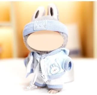 ست لباس عروسک لابوبو، شامل 4 تکه کلاه، هودی، تاپ و شلوار، استایل کژوال و خنک برای عروسک های 17 سانتی متری (عروسک شامل نمی شود)