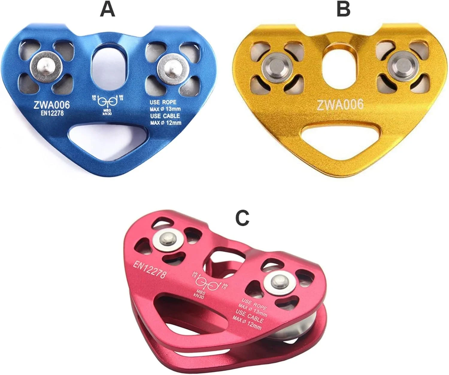 قرقره سنگنوردی SEMONE، قرقره زیپ لاین، لوازم پیاده روی با استحکام بالا، آلیاژ غارنوردی مقاوم در برابر سایش، دستگاه آویزان، کاوش در ارتفاع، کار در ارتفاع (آبی تیره)