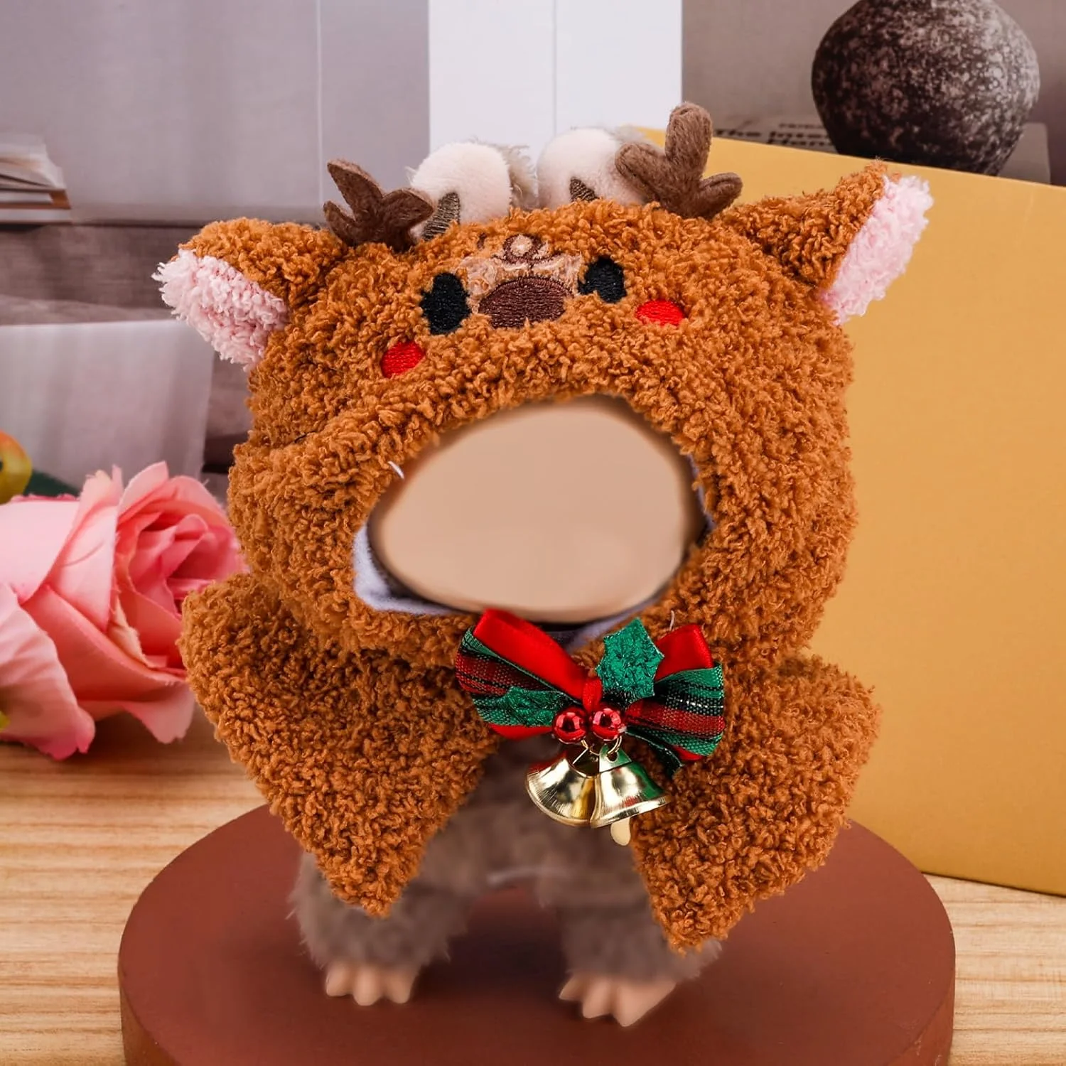 لباس کریسمس برای عروسک های 17 سانتی متری، لباس عروسکی با طرح کارتونی گوزن شمالی زیبا، لوازم جانبی مد و تزئینی برای سرگرمی کریسمس (بدون عروسک)