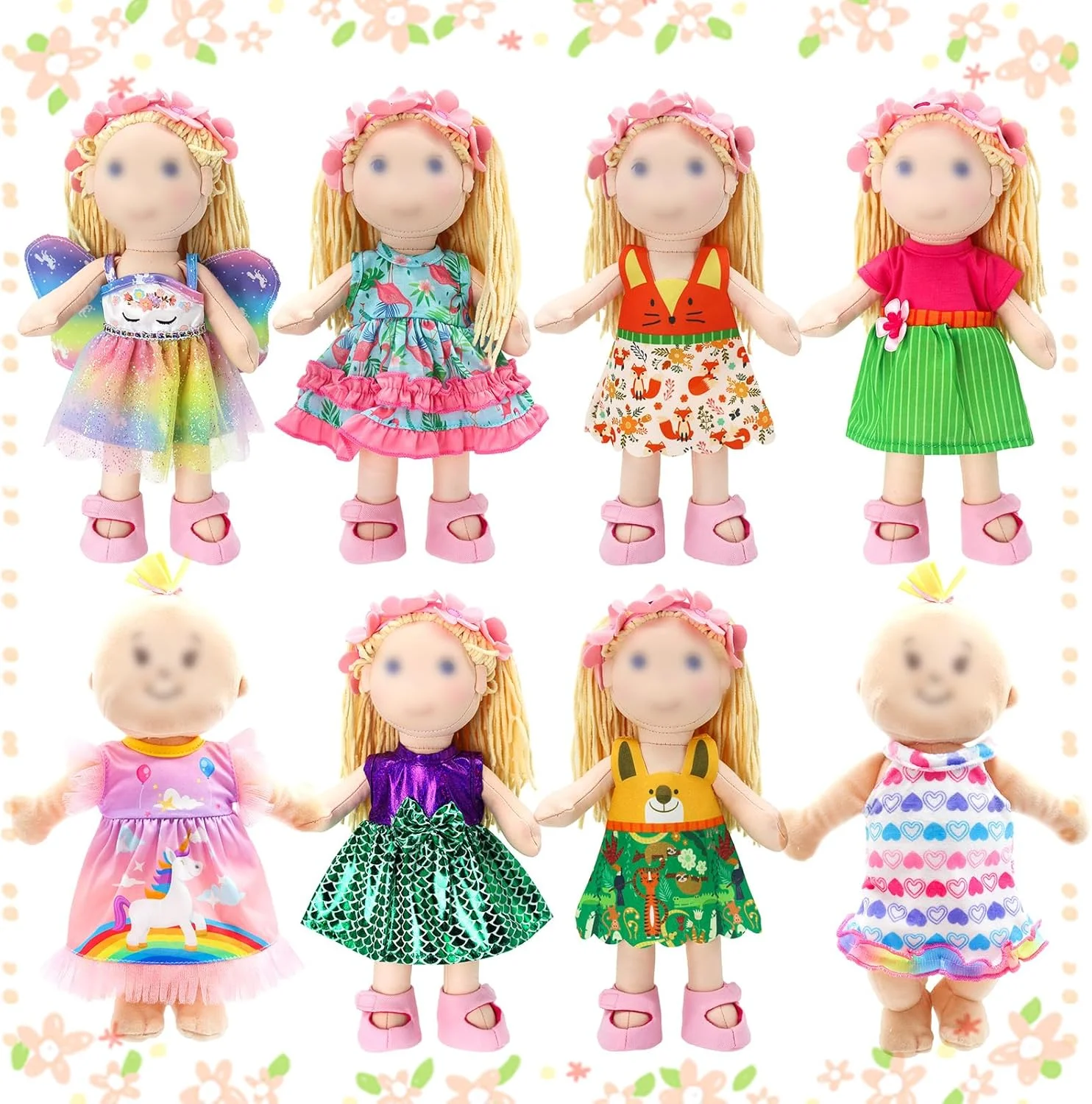 لباس عروسک نوزاد، لباس عروسک برای عروسک های دخترانه 10-12 اینچی شامل لباس سرهمی و دامن های زیبا