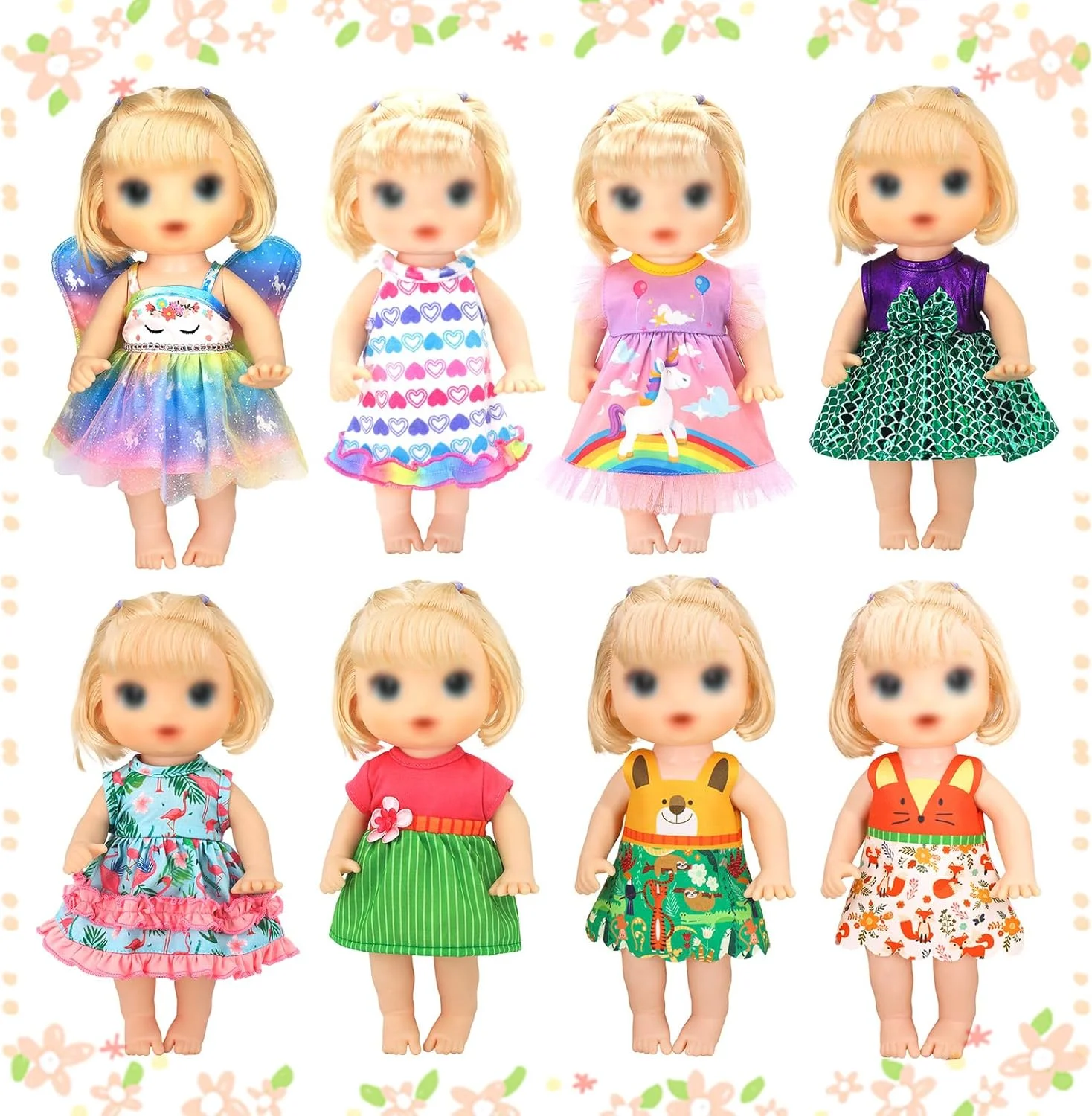 لباس عروسک نوزاد، لباس عروسک برای عروسک های دخترانه 10-12 اینچی شامل لباس سرهمی و دامن های زیبا