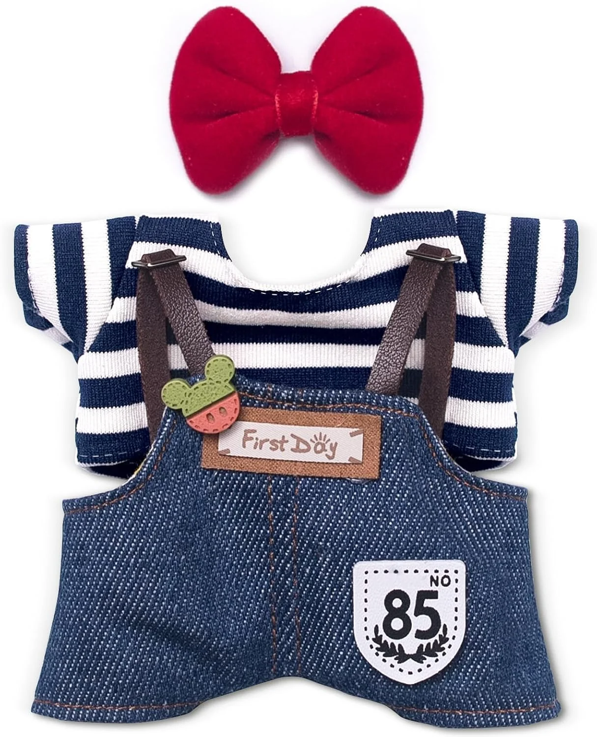 WVSAFV لباس برای عروسک Iabuu با قد 6.69 اینچ، ست لباس ممتاز با لوازم جانبی، ست عروسک بافتنی نرم و شیک (بدون عروسک)، پاپیون قرمز و سرهمی جین